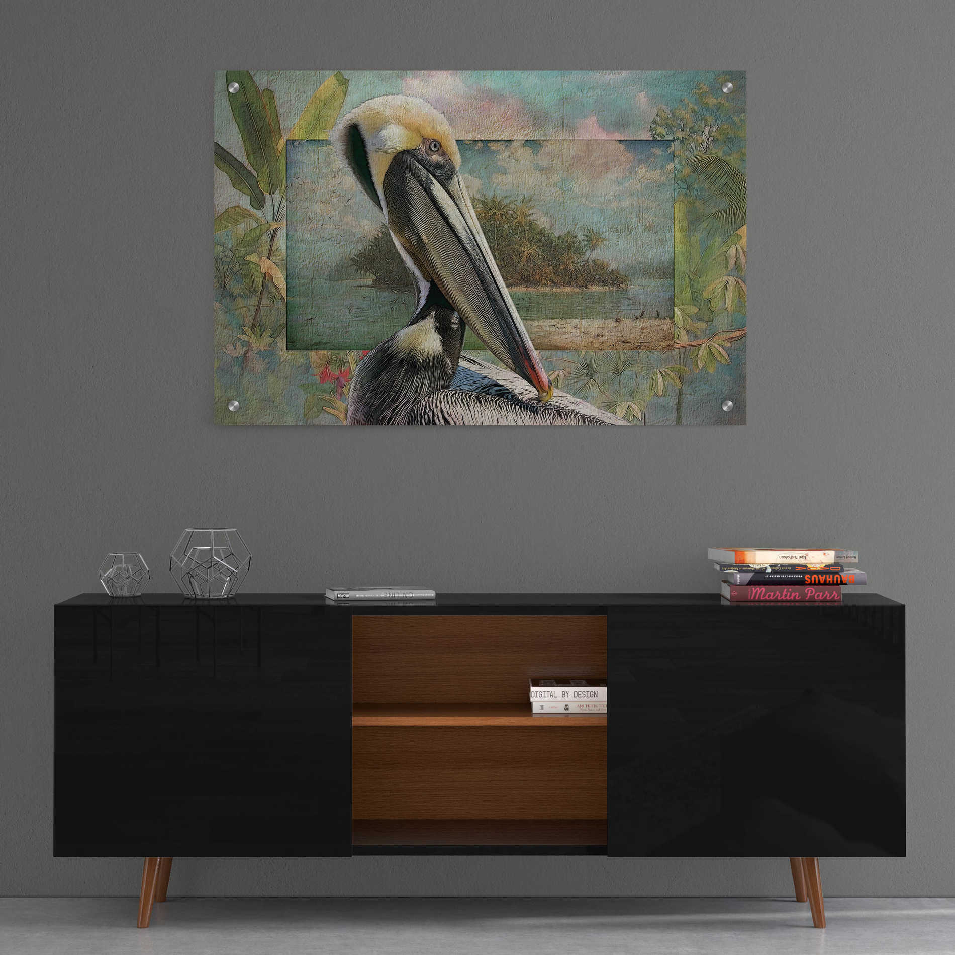 Epic Art 'Pelican Paradise II' by Steve Hunziker, Acrylic Glass Wall Art,36x24