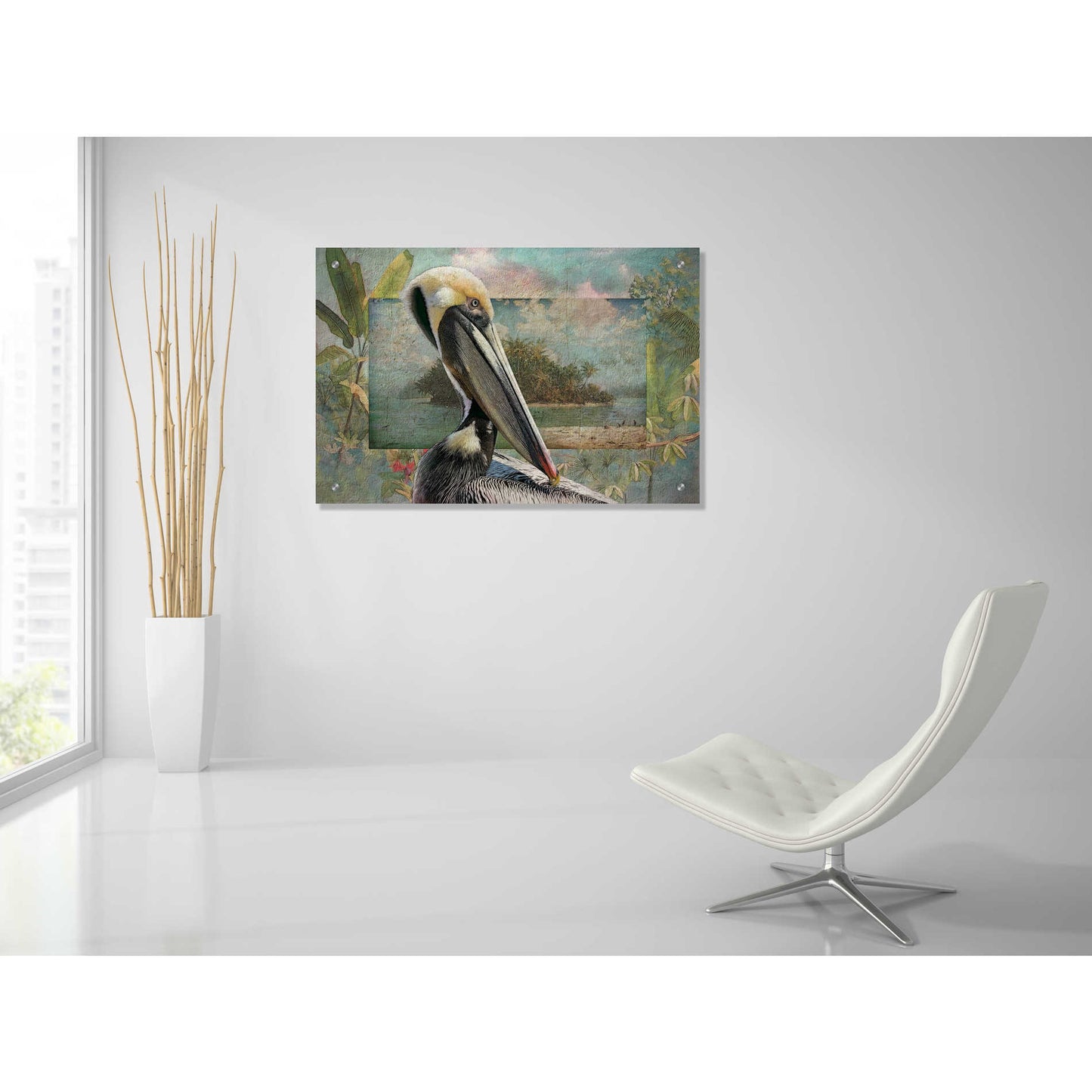 Epic Art 'Pelican Paradise II' by Steve Hunziker, Acrylic Glass Wall Art,36x24