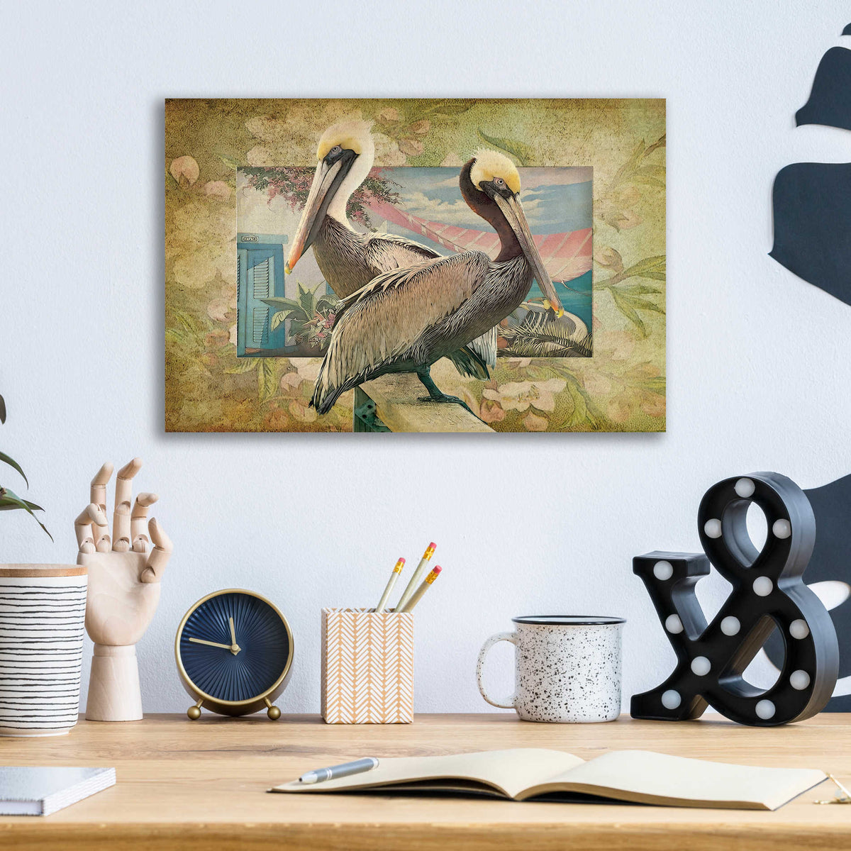 Epic Art 'Pelican Paradise IV' by Steve Hunziker, Acrylic Glass Wall Art,16x12