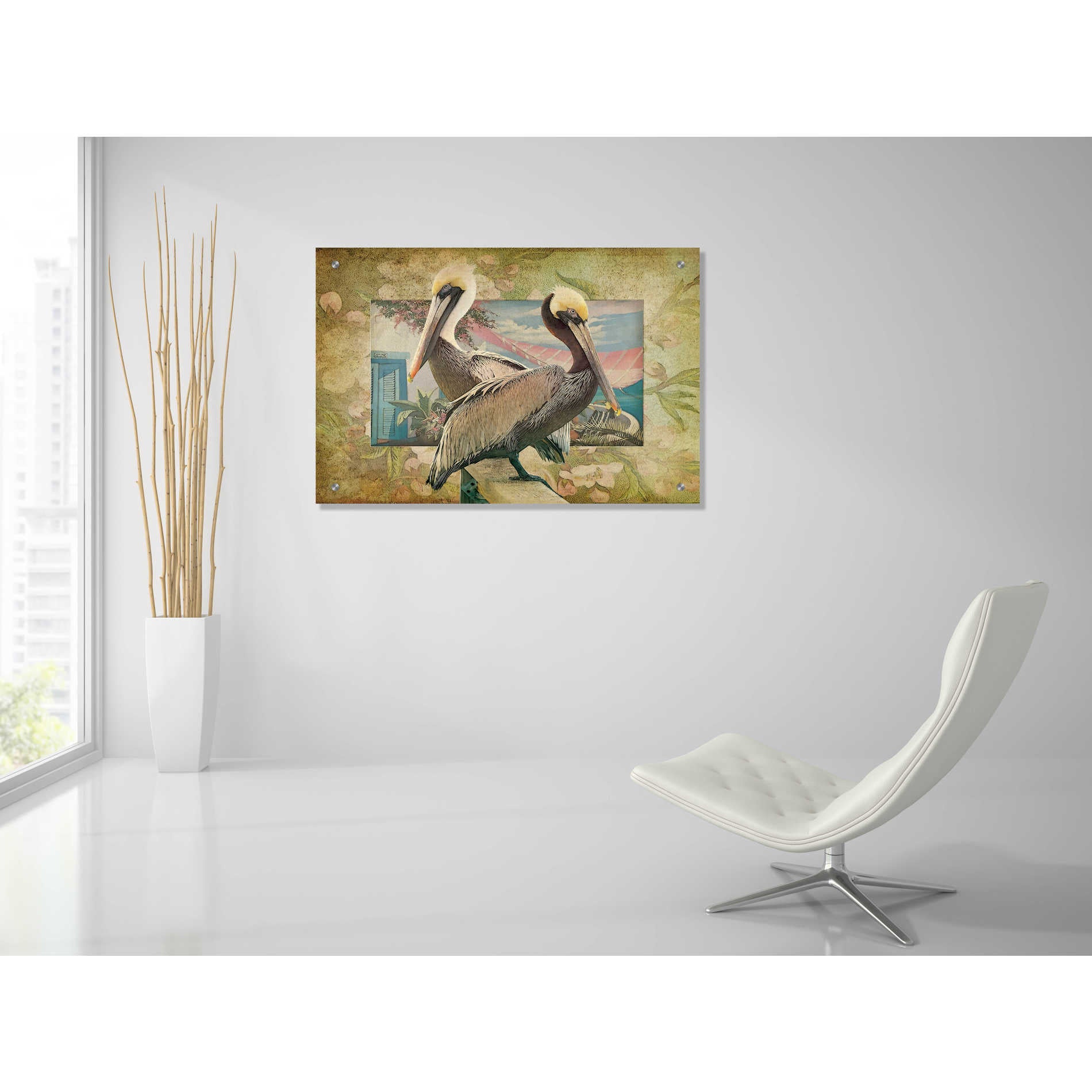 Epic Art 'Pelican Paradise IV' by Steve Hunziker, Acrylic Glass Wall Art,36x24