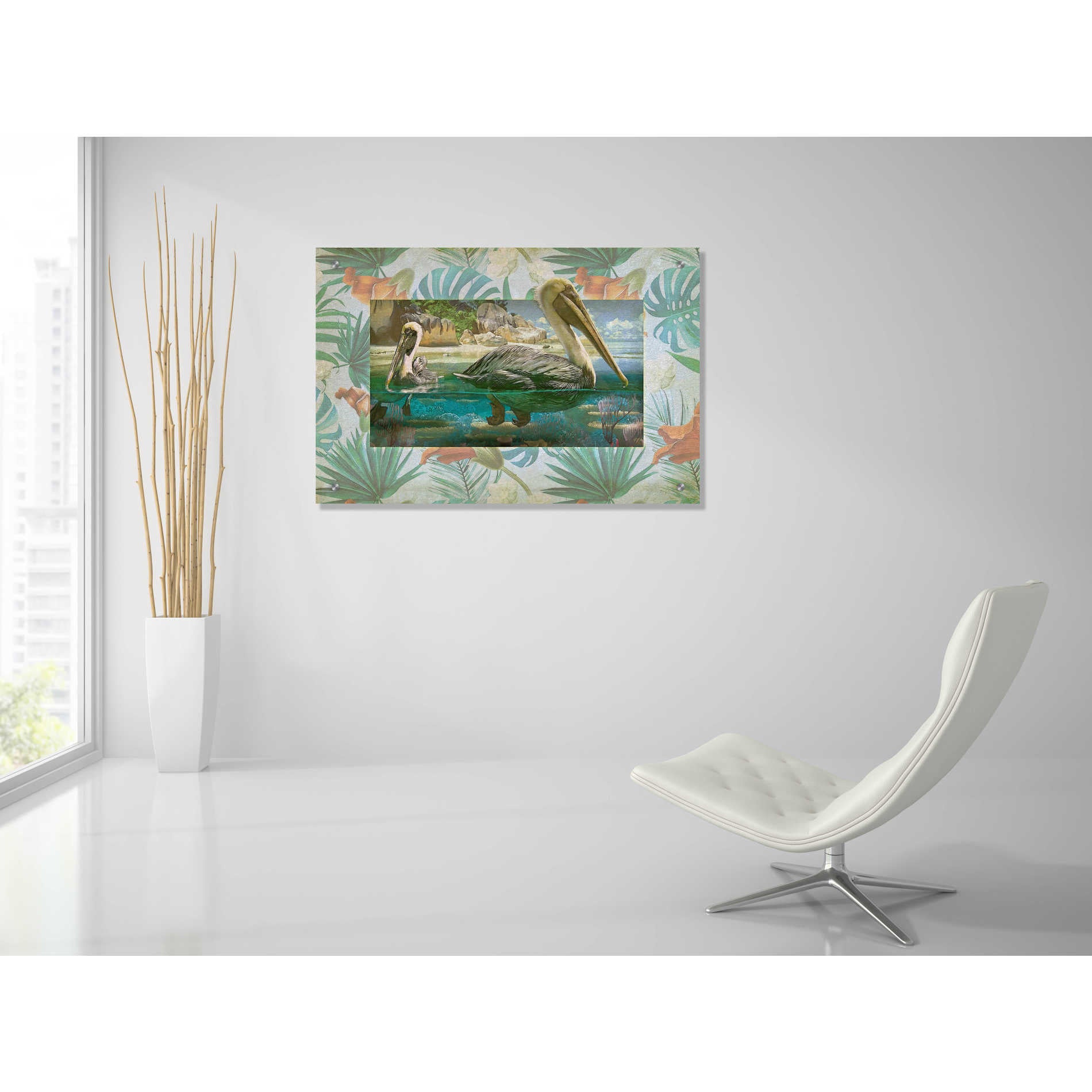 Epic Art 'Pelican Paradise V' by Steve Hunziker, Acrylic Glass Wall Art,36x24