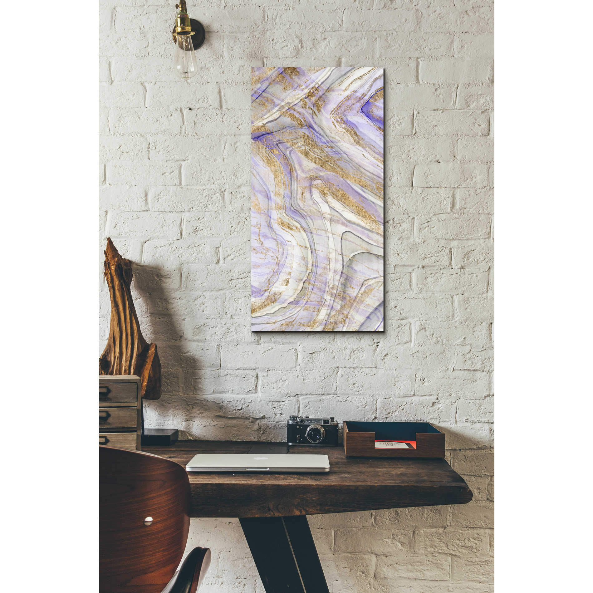 Epic Art 'Amethyst and Gold I' by Studio W, Acrylic Glass Wall Art,12x24
