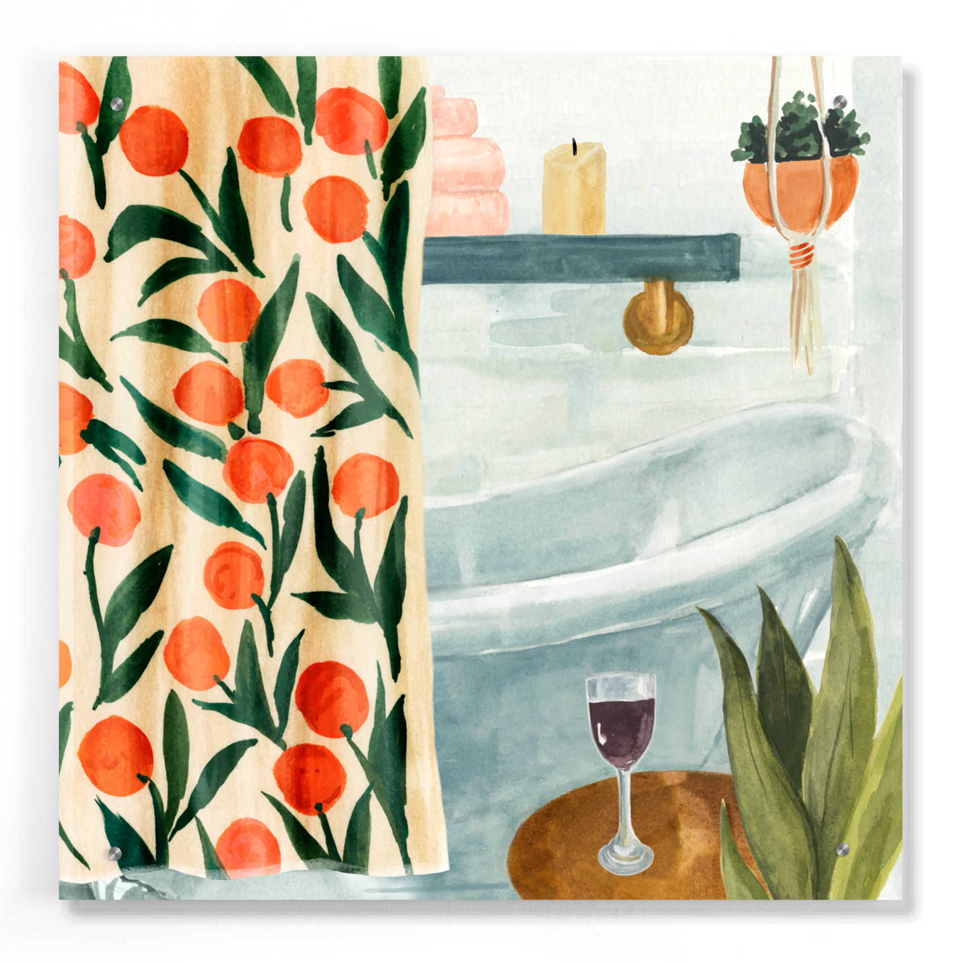 Epic Art 'Bath Retreat I' by Annie Warren, Acrylic Glass Wall Art,24x24
