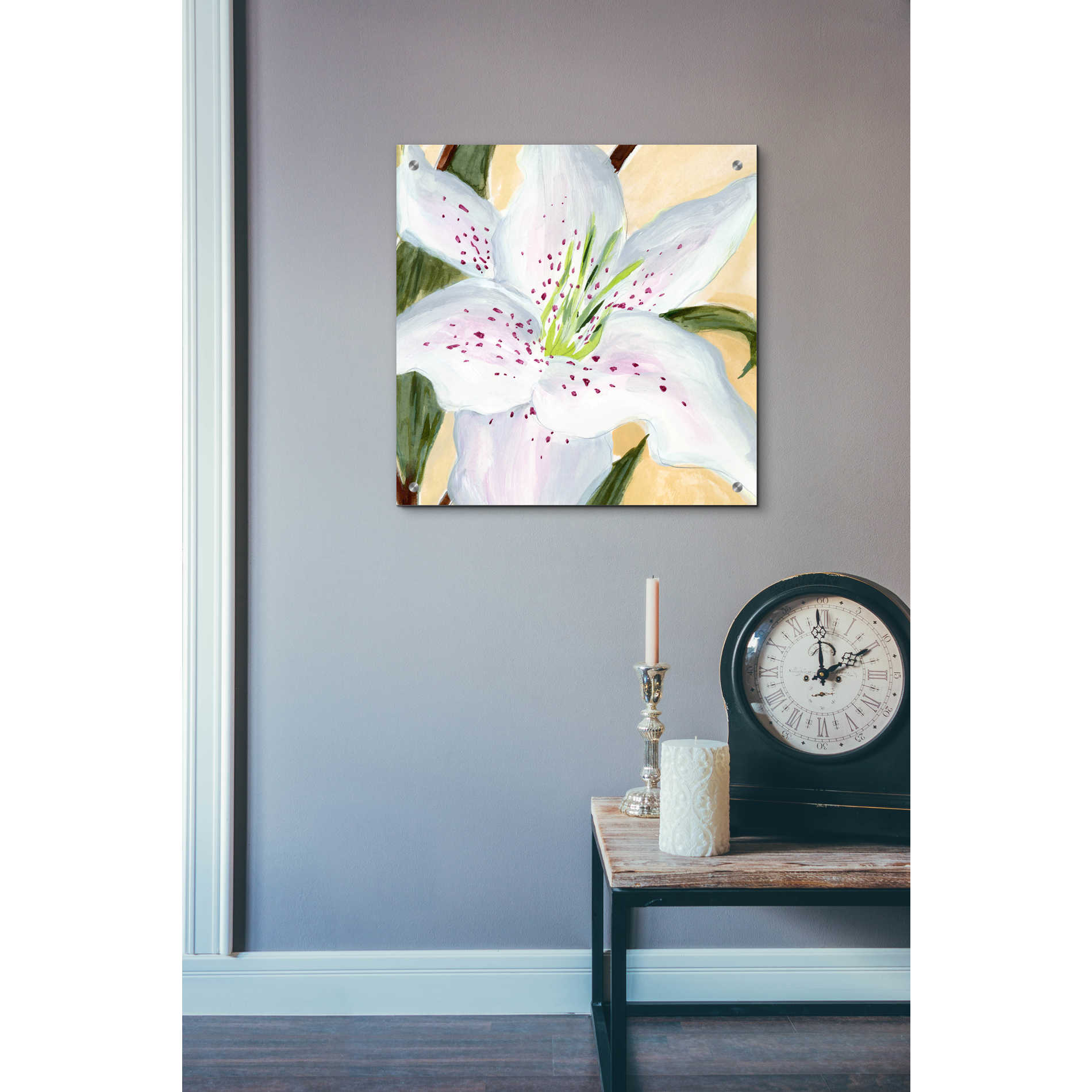 Epic Art 'White Lily I' by Annie Warren, Acrylic Glass Wall Art,24x24