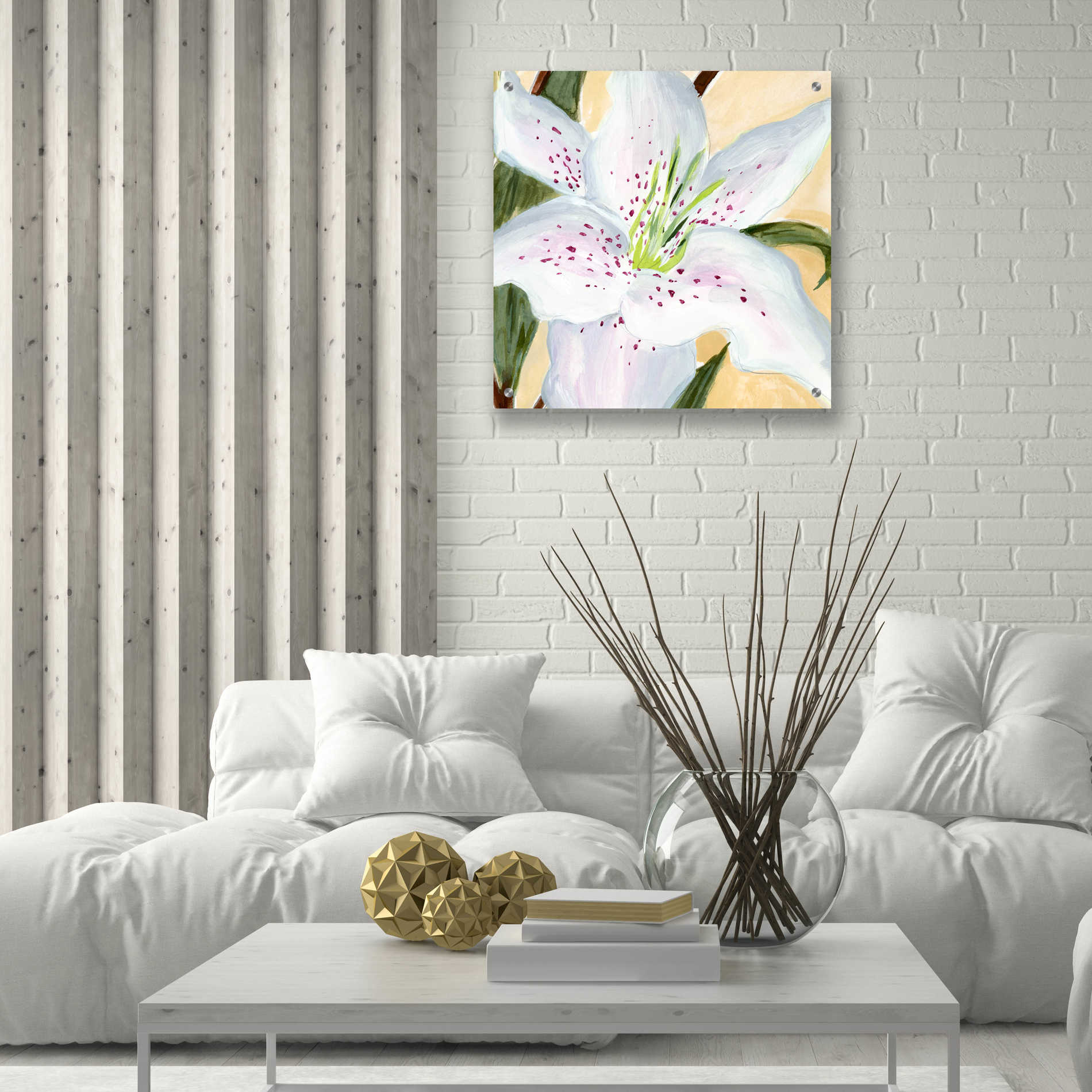 Epic Art 'White Lily I' by Annie Warren, Acrylic Glass Wall Art,24x24