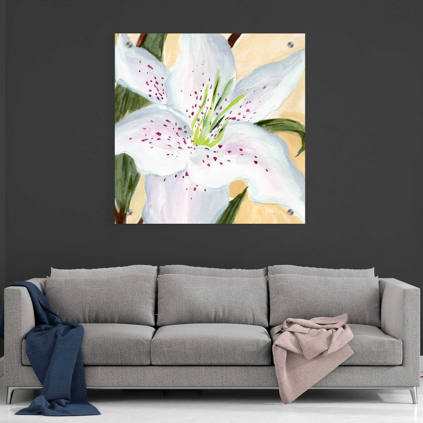 Epic Art 'White Lily I' by Annie Warren, Acrylic Glass Wall Art,36x36