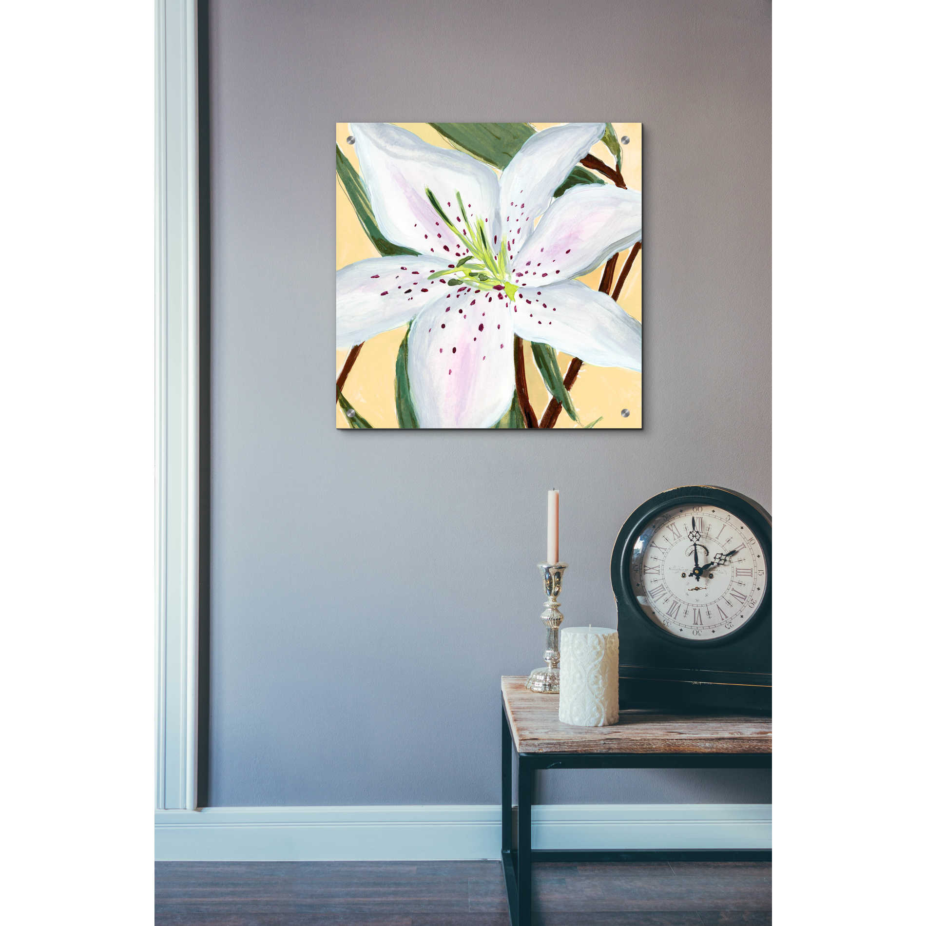 Epic Art 'White Lily II' by Annie Warren, Acrylic Glass Wall Art,24x24