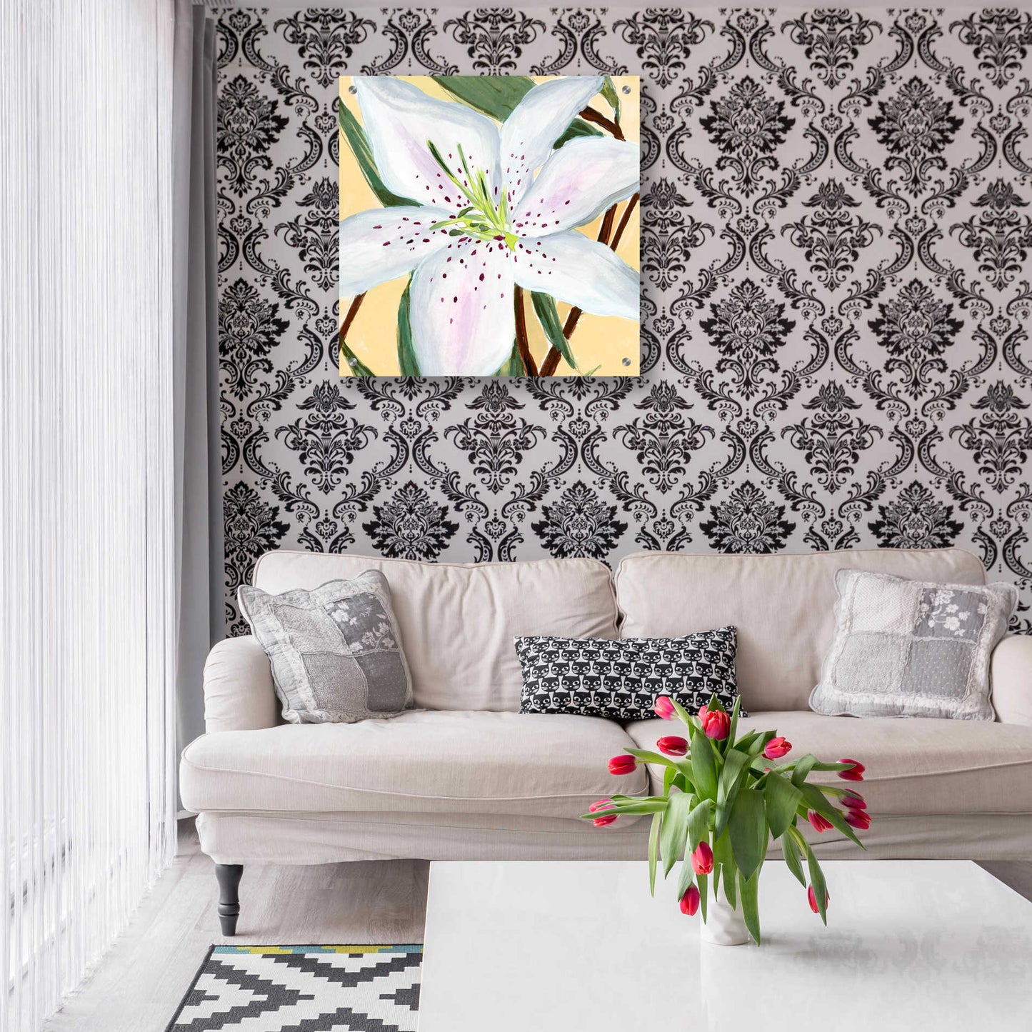 Epic Art 'White Lily II' by Annie Warren, Acrylic Glass Wall Art,24x24