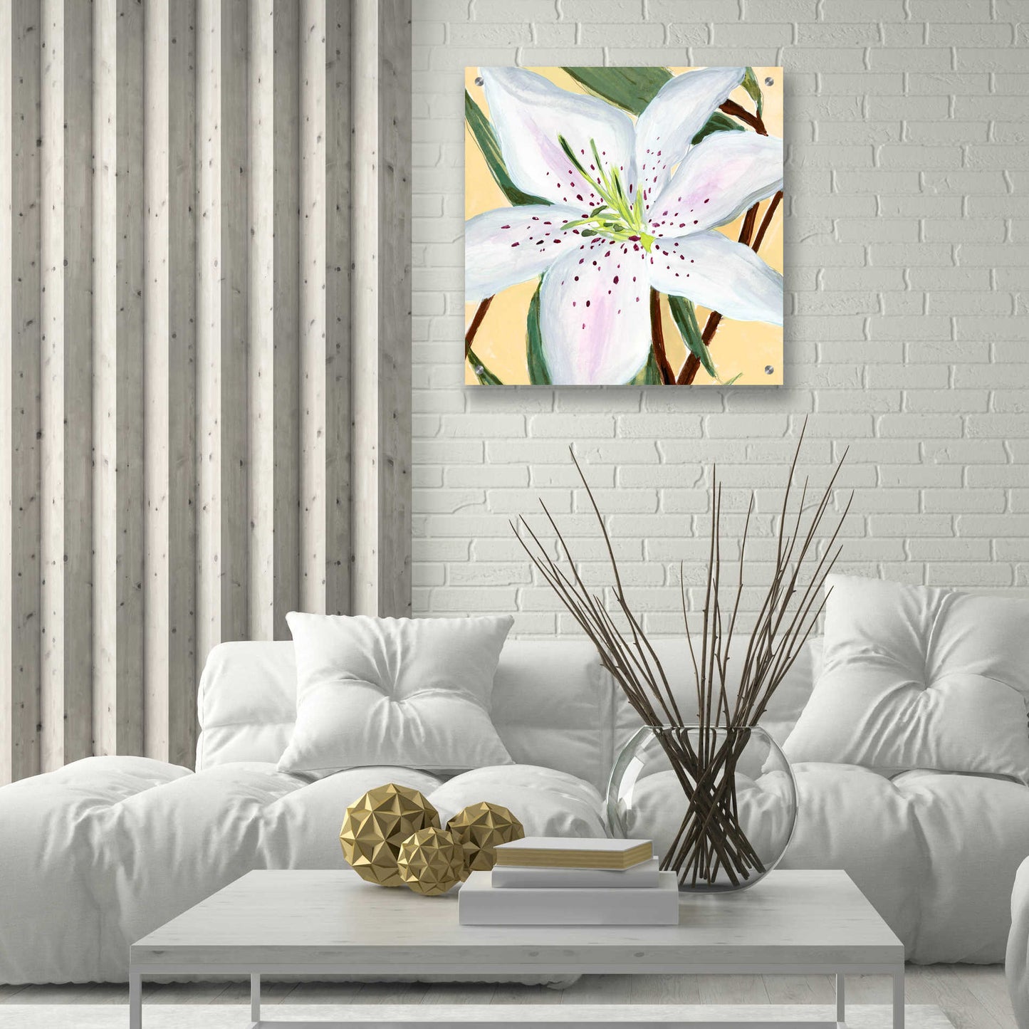 Epic Art 'White Lily II' by Annie Warren, Acrylic Glass Wall Art,24x24