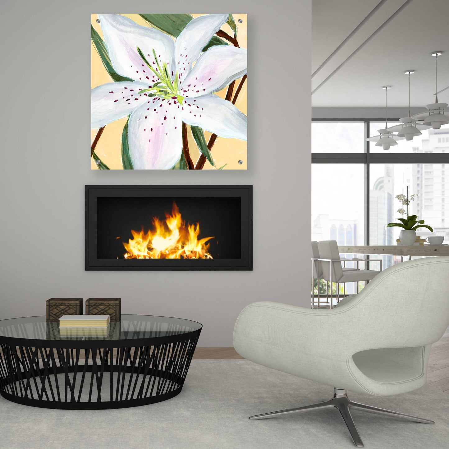 Epic Art 'White Lily II' by Annie Warren, Acrylic Glass Wall Art,36x36