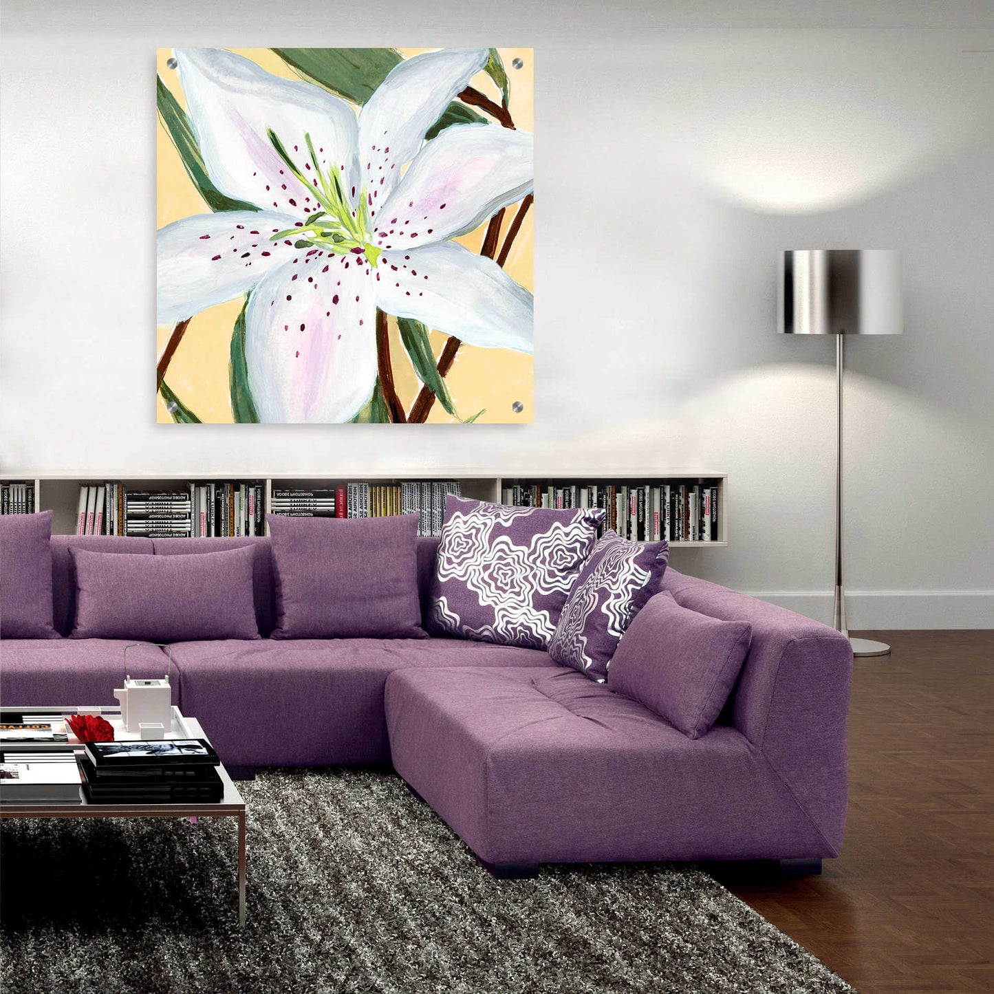 Epic Art 'White Lily II' by Annie Warren, Acrylic Glass Wall Art,36x36