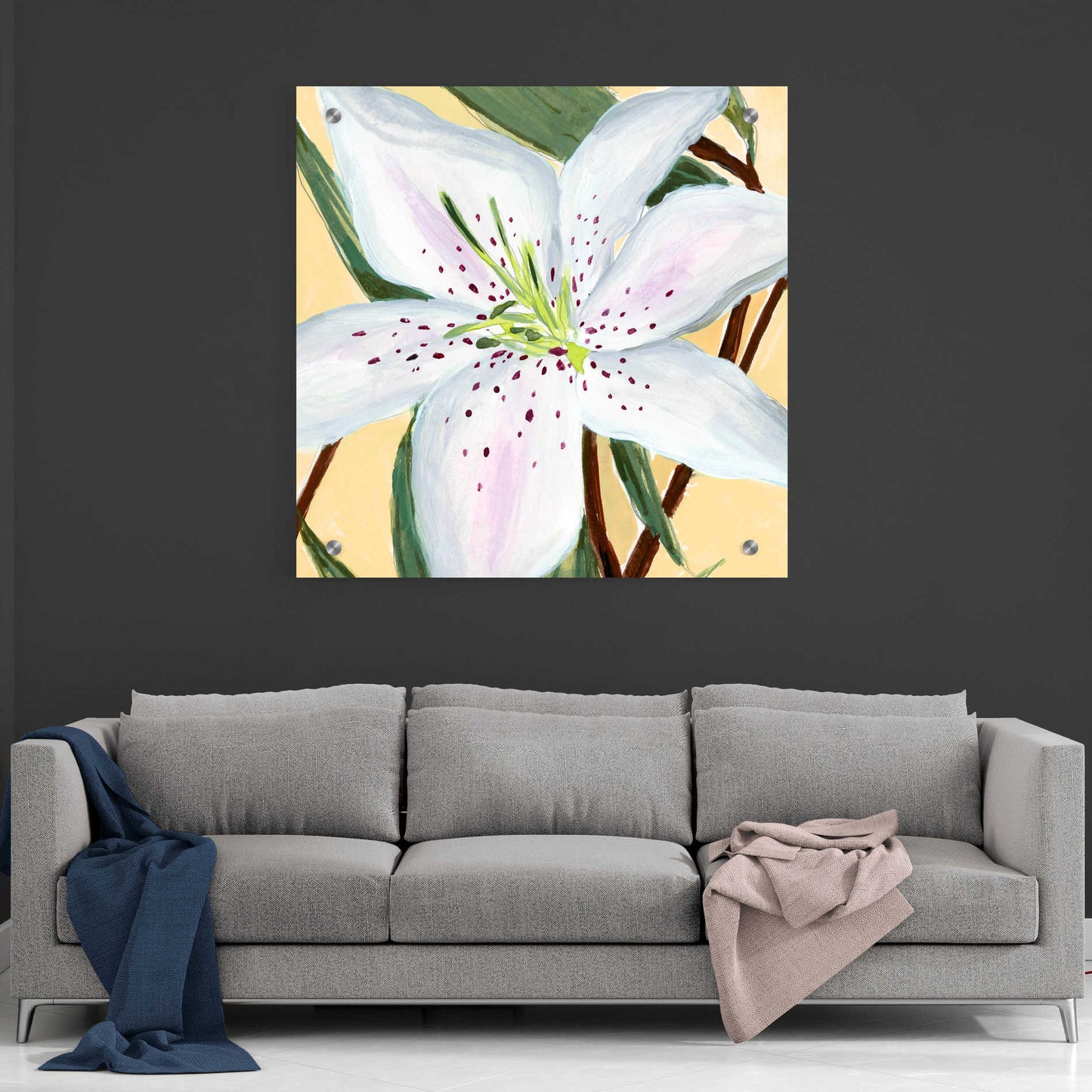 Epic Art 'White Lily II' by Annie Warren, Acrylic Glass Wall Art,36x36