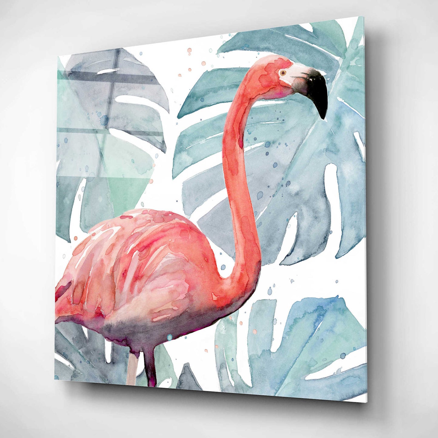 Epic Art 'Flamingo Splash I' by Annie Warren, Acrylic Glass Wall Art,12x12