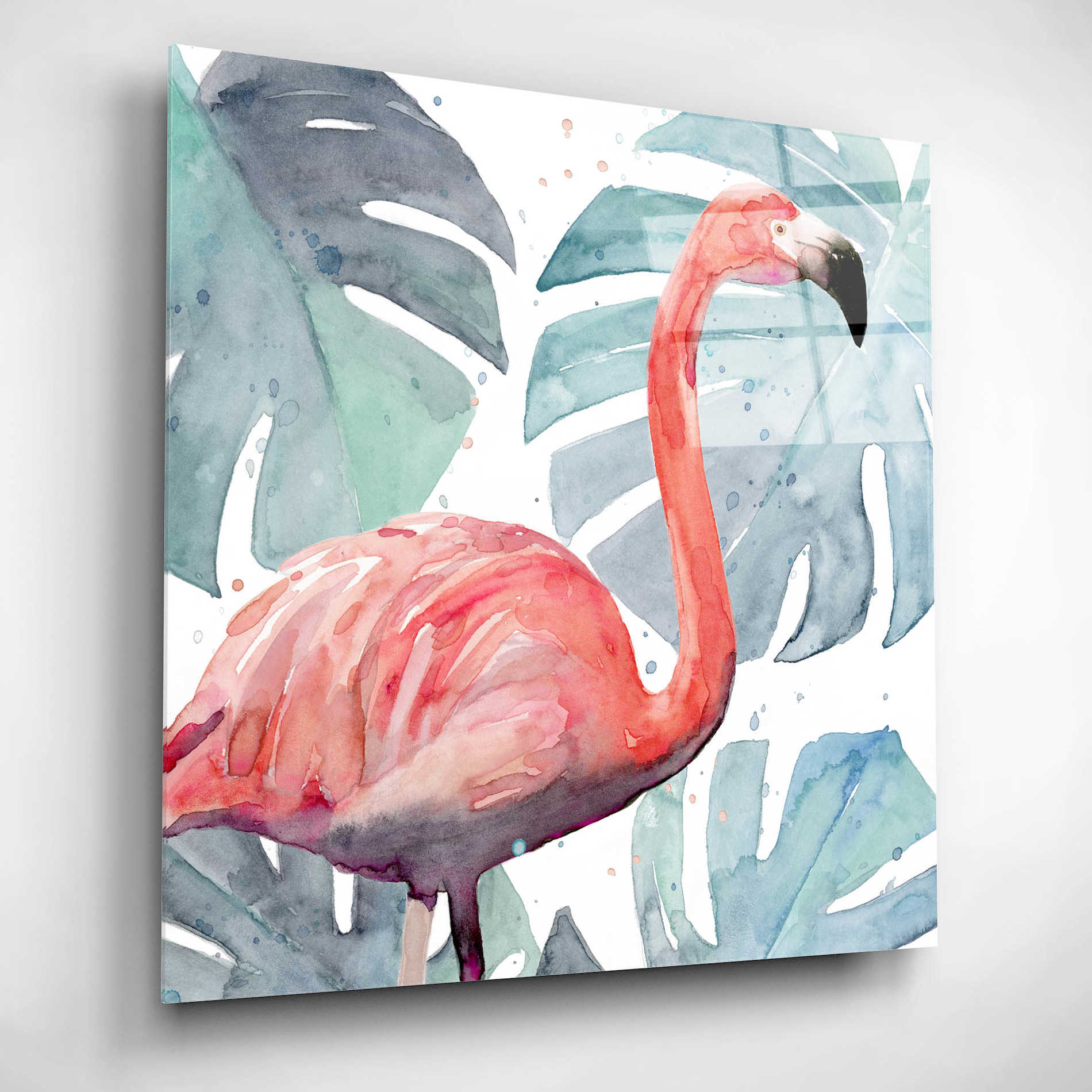 Epic Art 'Flamingo Splash I' by Annie Warren, Acrylic Glass Wall Art,12x12