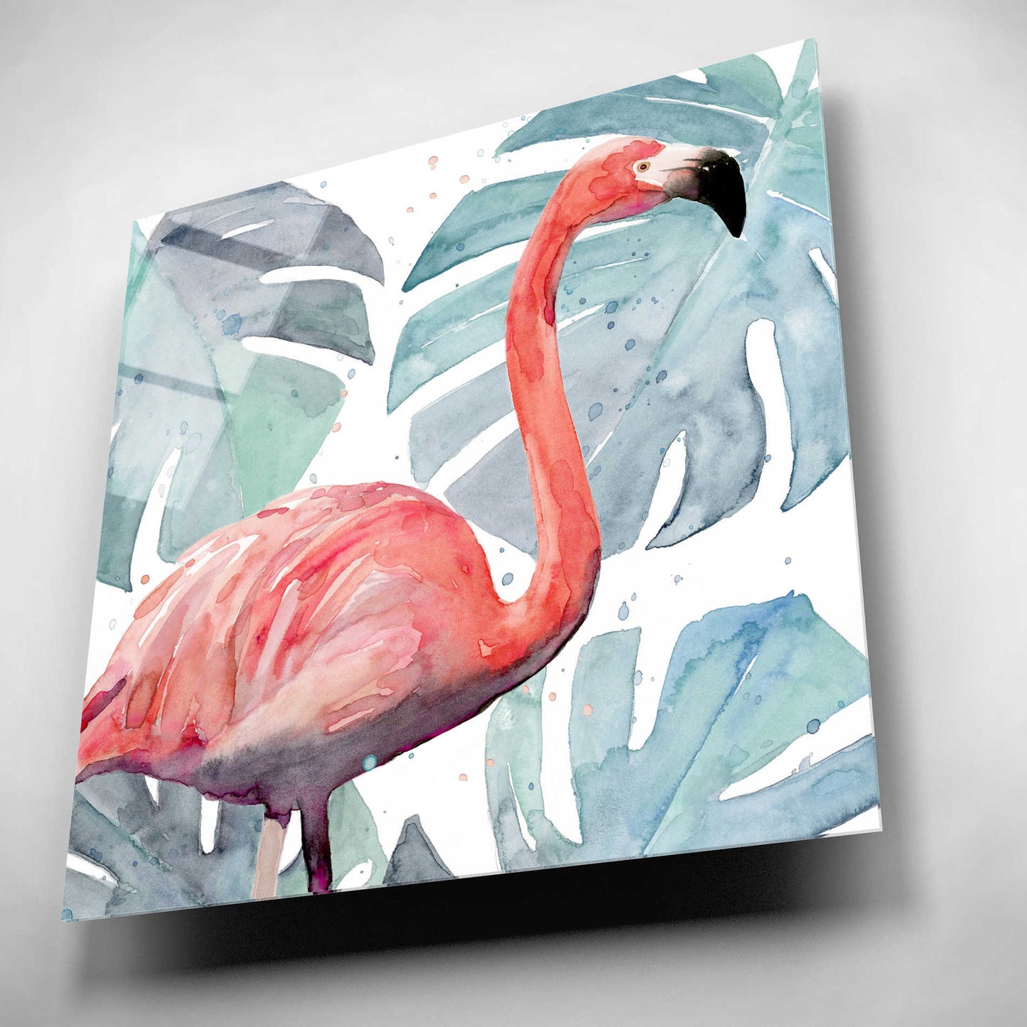 Epic Art 'Flamingo Splash I' by Annie Warren, Acrylic Glass Wall Art,12x12