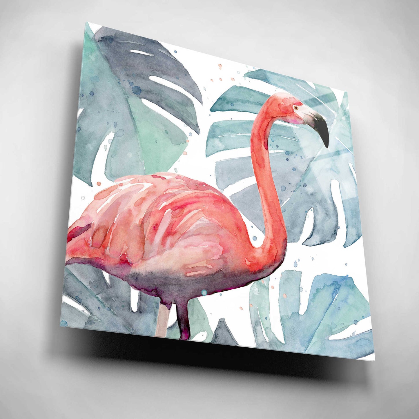 Epic Art 'Flamingo Splash I' by Annie Warren, Acrylic Glass Wall Art,12x12