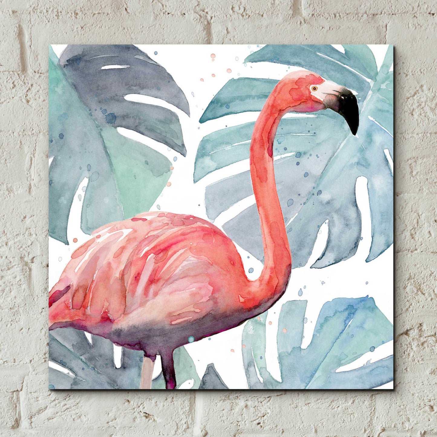 Epic Art 'Flamingo Splash I' by Annie Warren, Acrylic Glass Wall Art,12x12