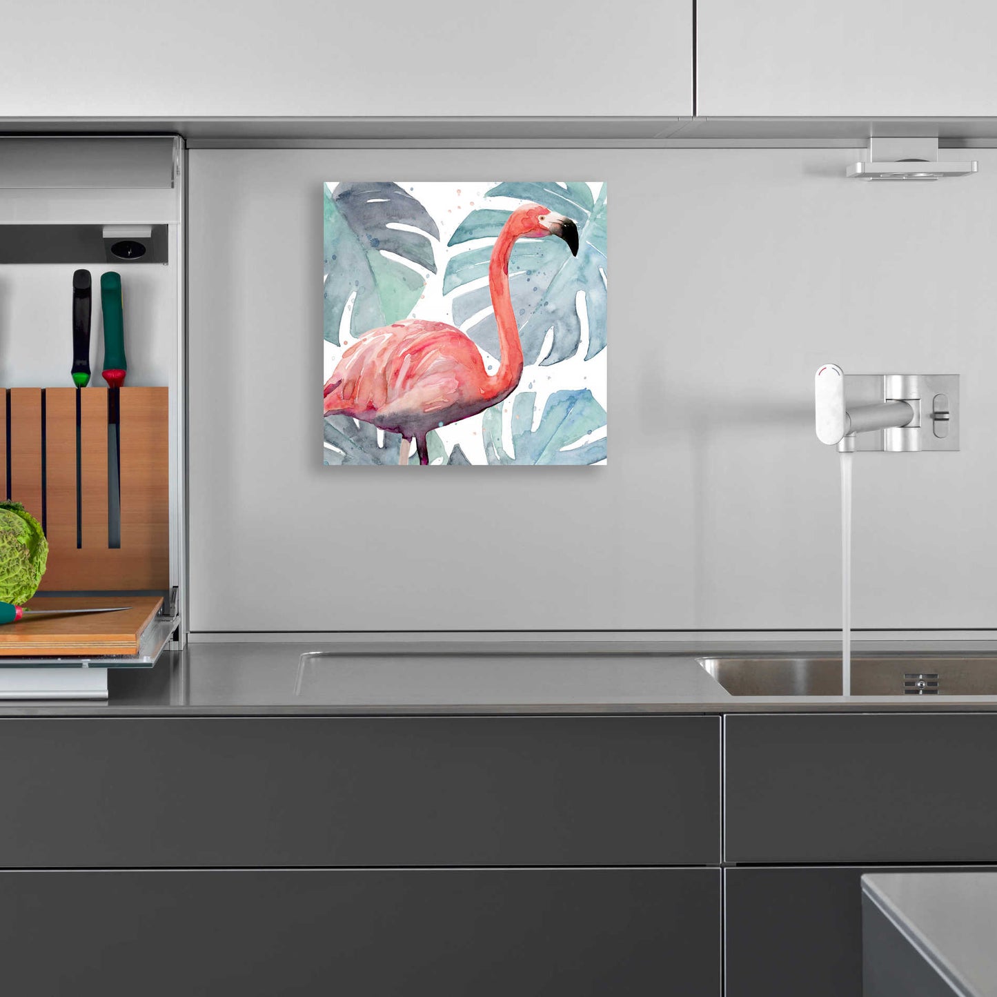 Epic Art 'Flamingo Splash I' by Annie Warren, Acrylic Glass Wall Art,12x12