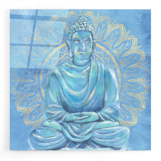 Epic Art 'Buddha on Blue I' by Annie Warren, Acrylic Glass Wall Art