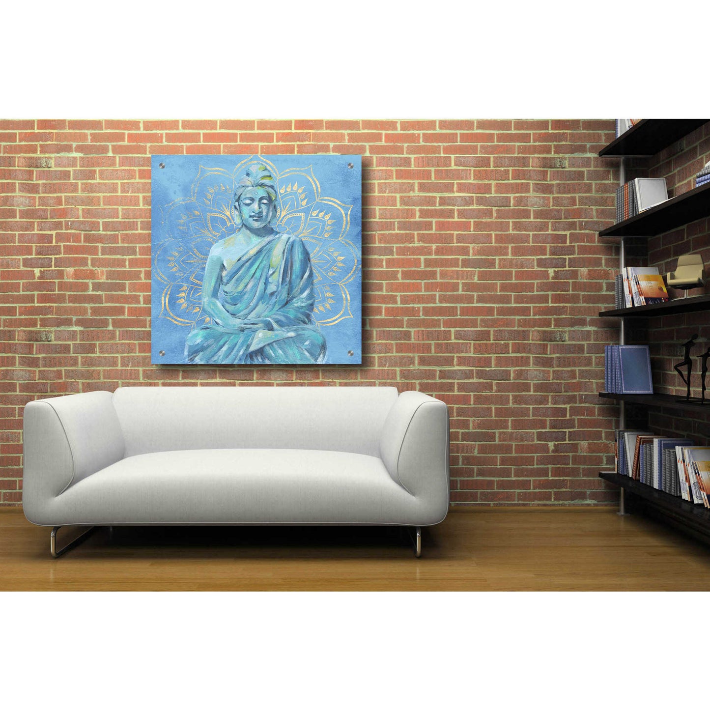 Epic Art 'Buddha on Blue II' by Annie Warren, Acrylic Glass Wall Art,36x36