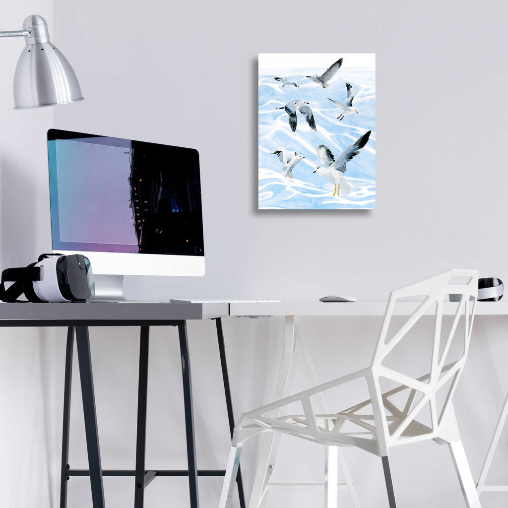 Epic Art 'Seagull Soiree I' by Annie Warren, Acrylic Glass Wall Art,12x16