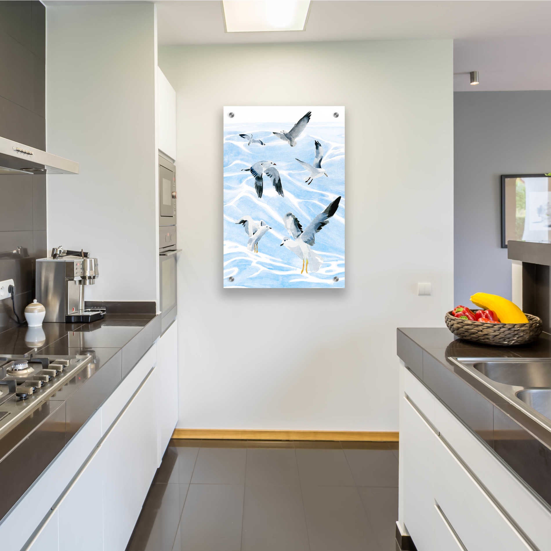 Epic Art 'Seagull Soiree I' by Annie Warren, Acrylic Glass Wall Art,24x36