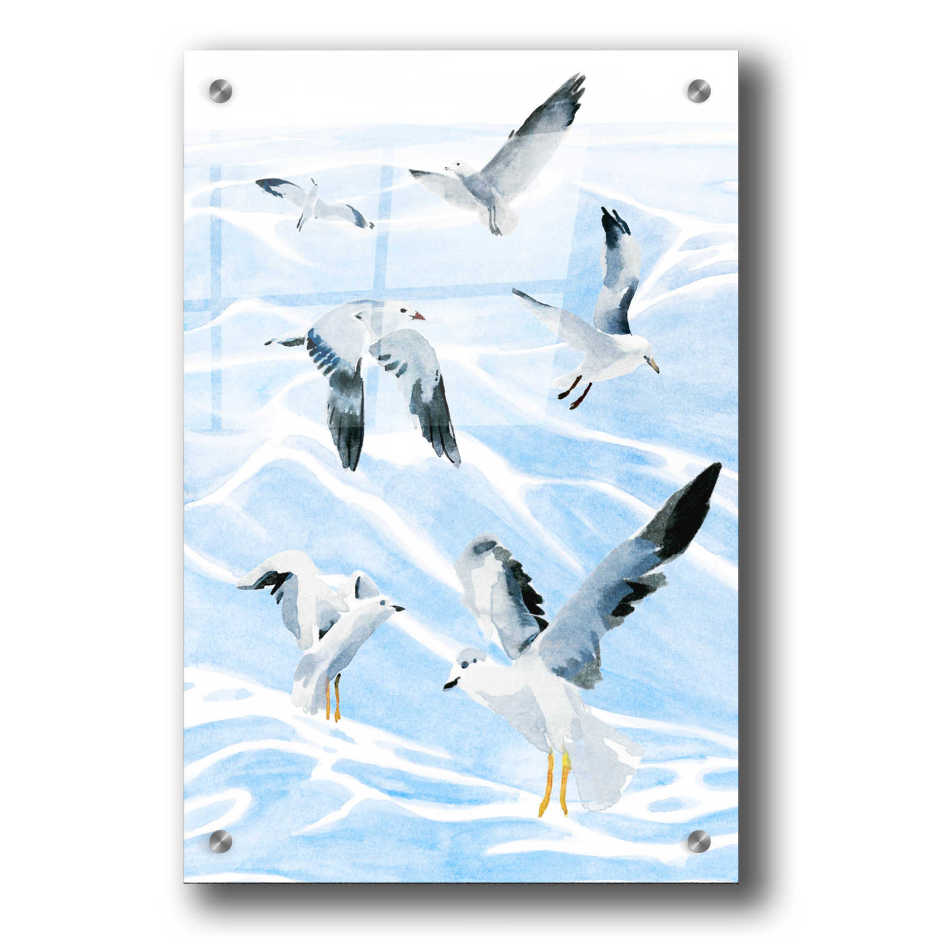 Epic Art 'Seagull Soiree I' by Annie Warren, Acrylic Glass Wall Art,24x36