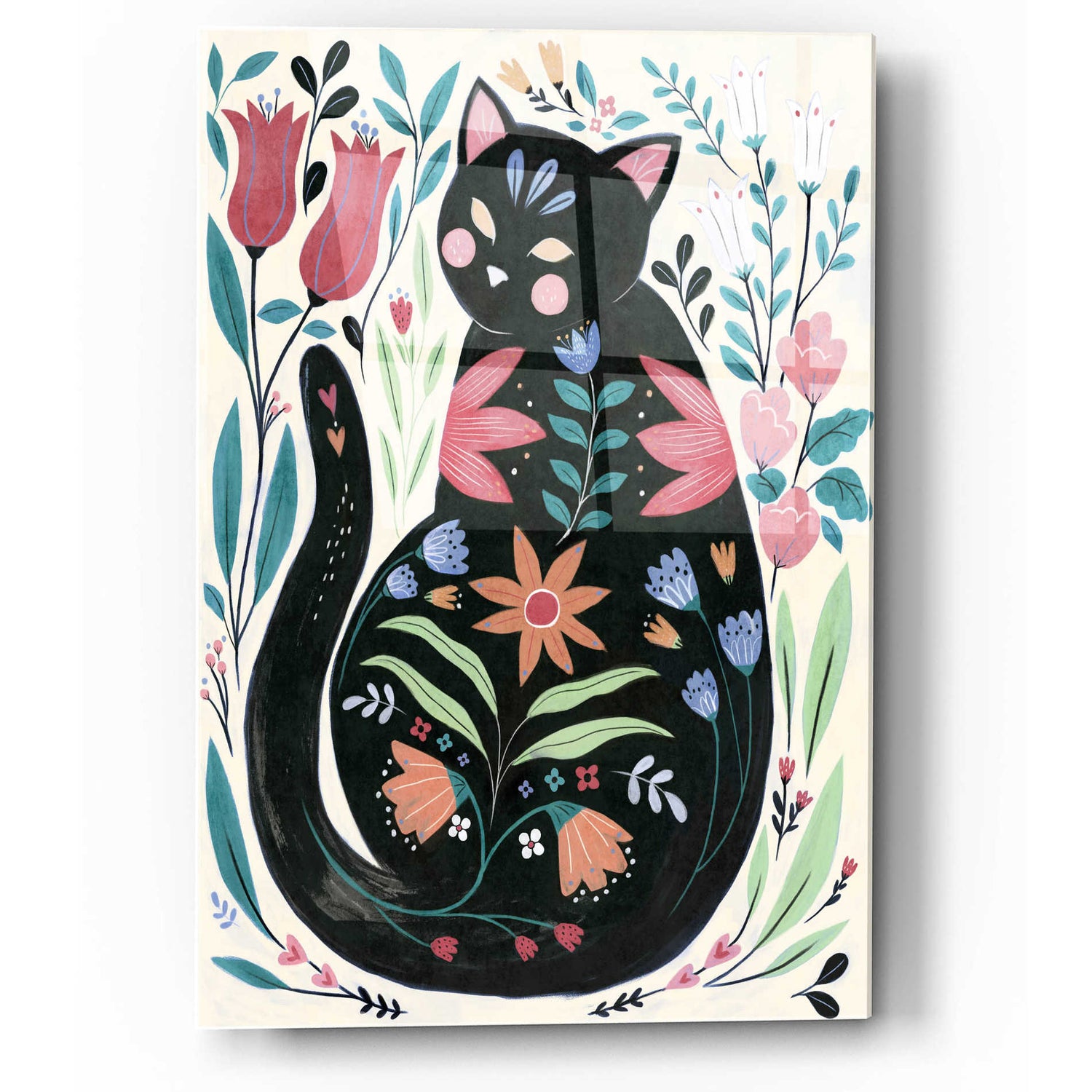 Epic Art 'Folksy Feline I' by Annie Warren, Acrylic Glass Wall Art