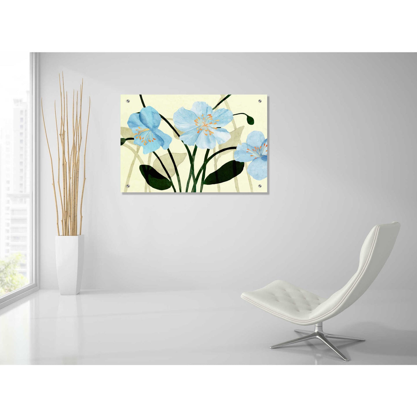 Epic Art 'Blue Poppies I' by Annie Warren, Acrylic Glass Wall Art,36x24