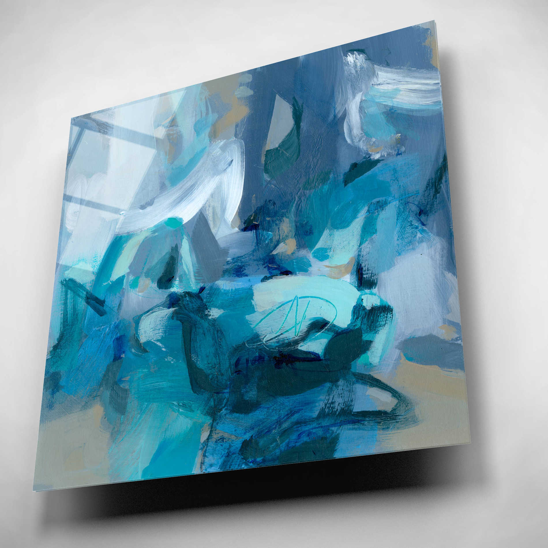 Epic Art 'Abstract Blues II' by Christina Long, Acrylic Glass Wall Art,12x12