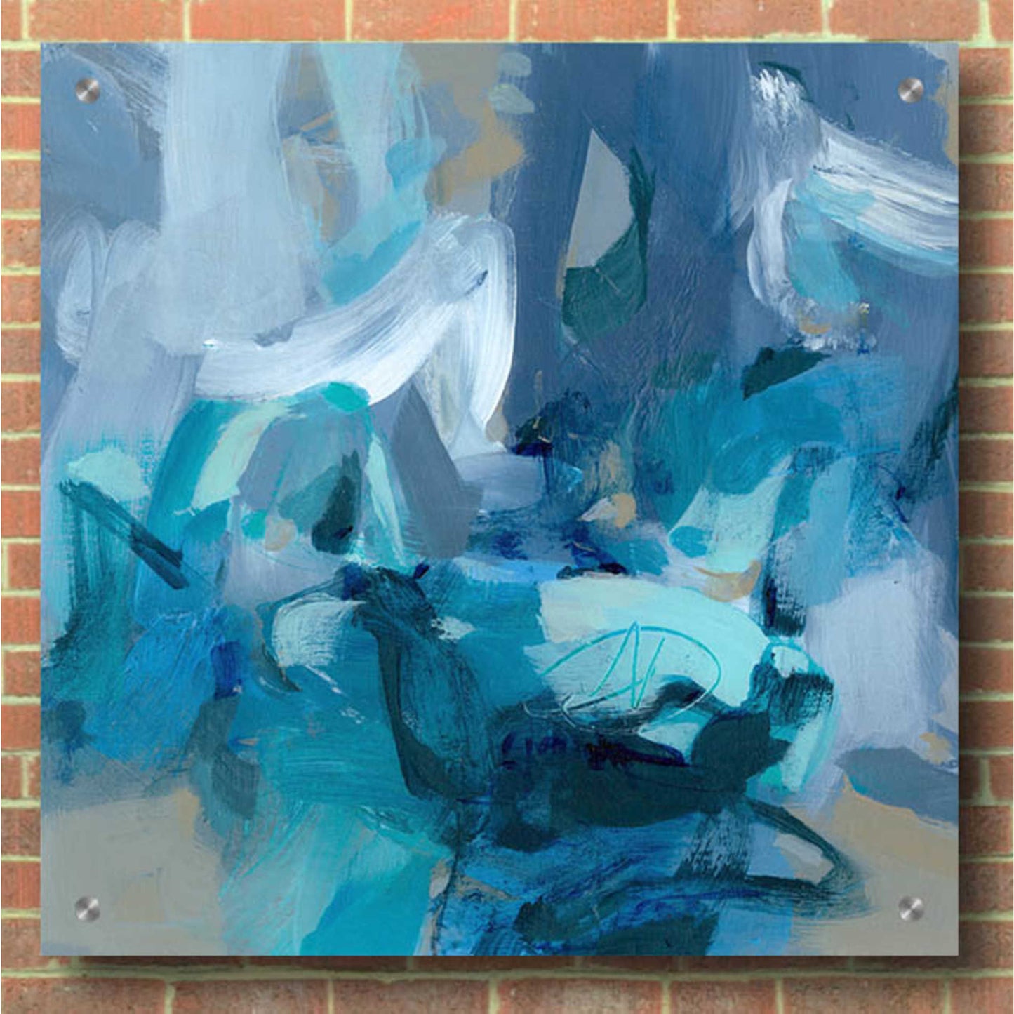 Epic Art 'Abstract Blues II' by Christina Long, Acrylic Glass Wall Art,36x36