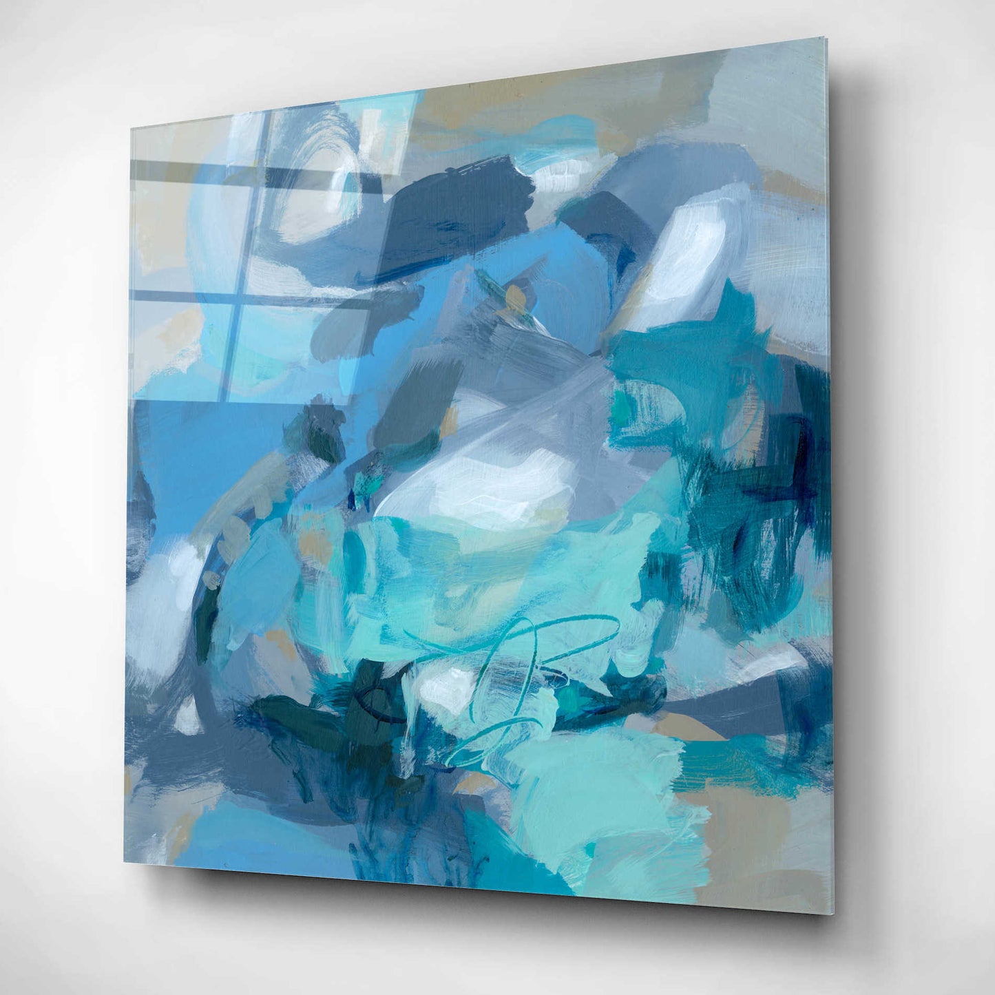 Epic Art 'Abstract Blues I' by Christina Long, Acrylic Glass Wall Art,12x12