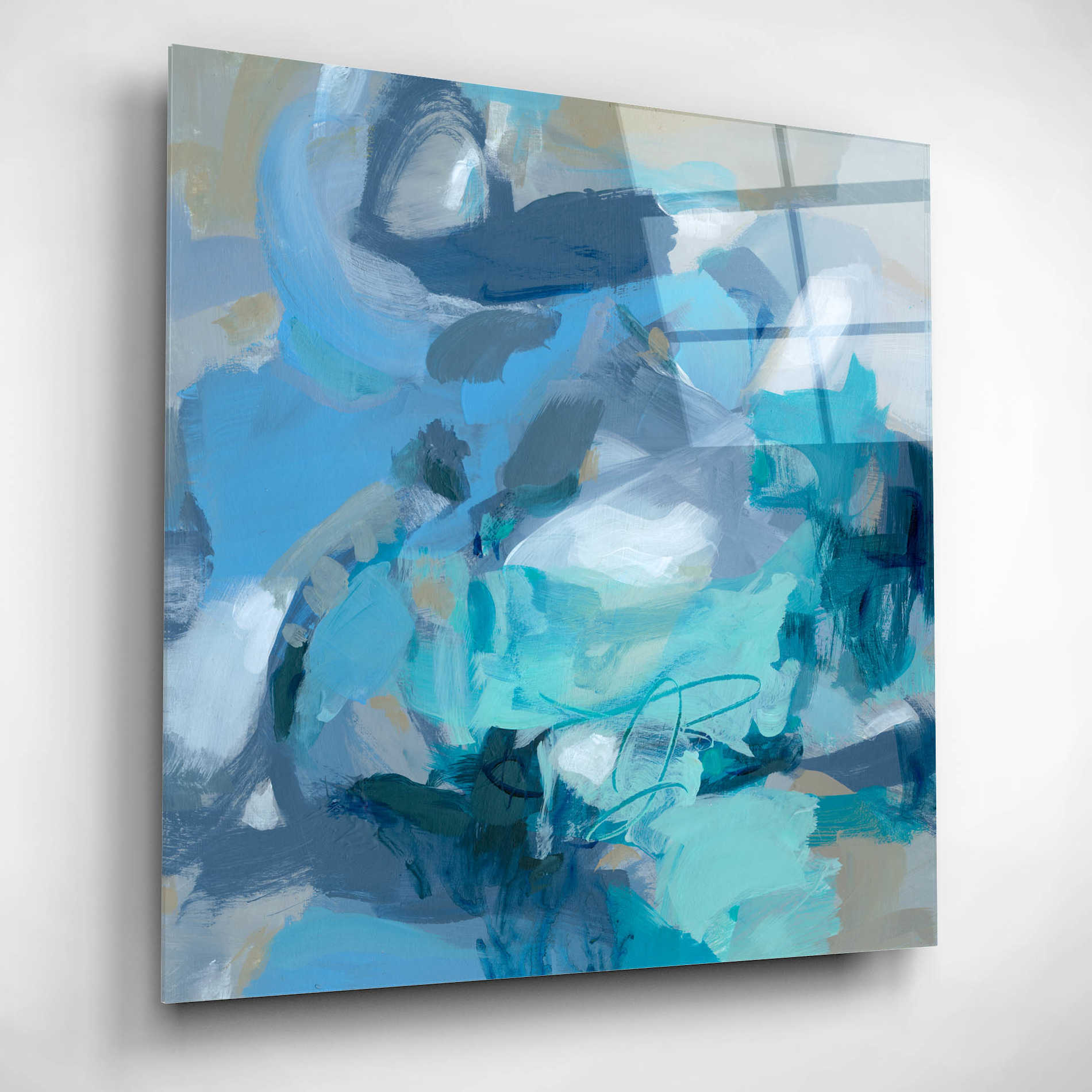 Epic Art 'Abstract Blues I' by Christina Long, Acrylic Glass Wall Art,12x12