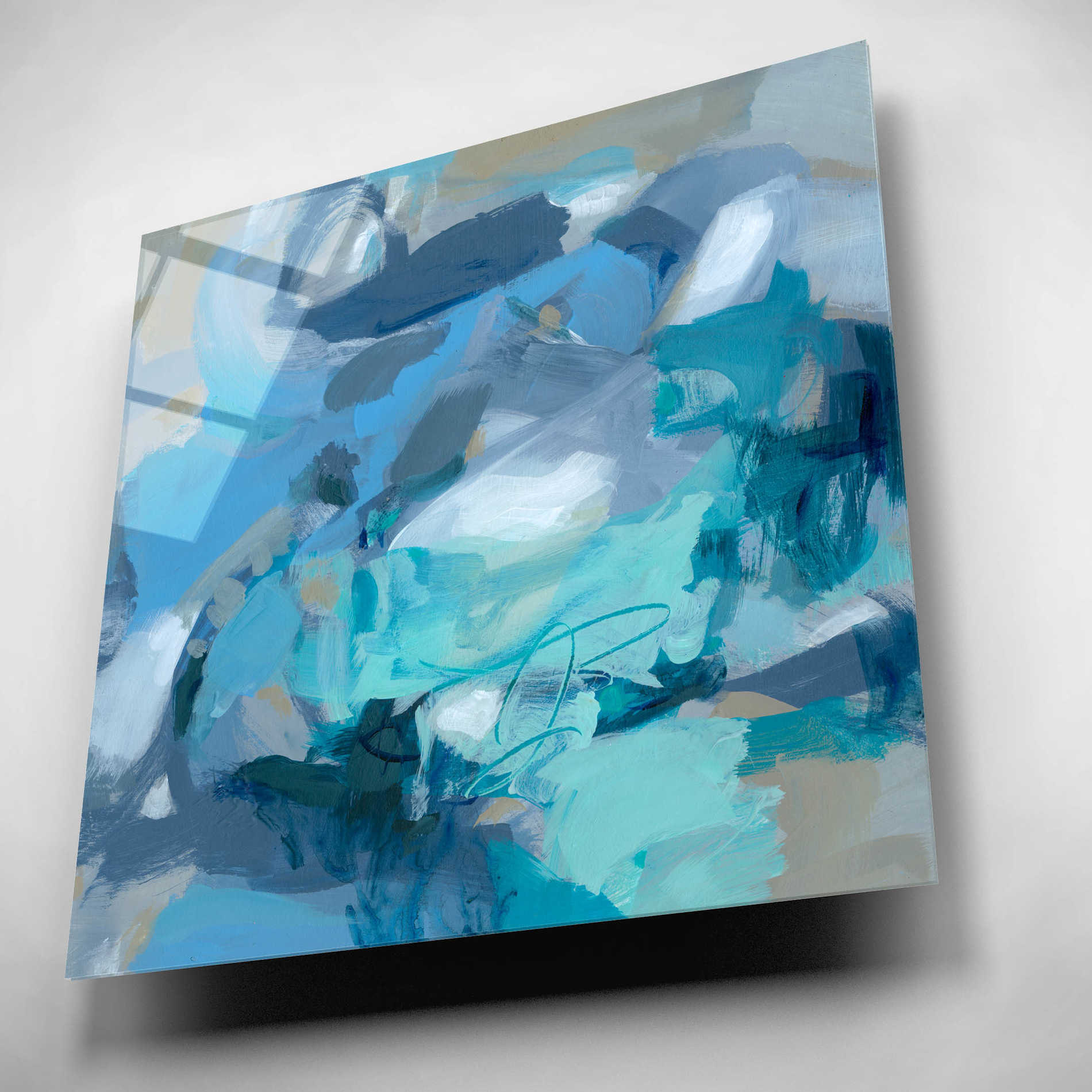 Epic Art 'Abstract Blues I' by Christina Long, Acrylic Glass Wall Art,12x12