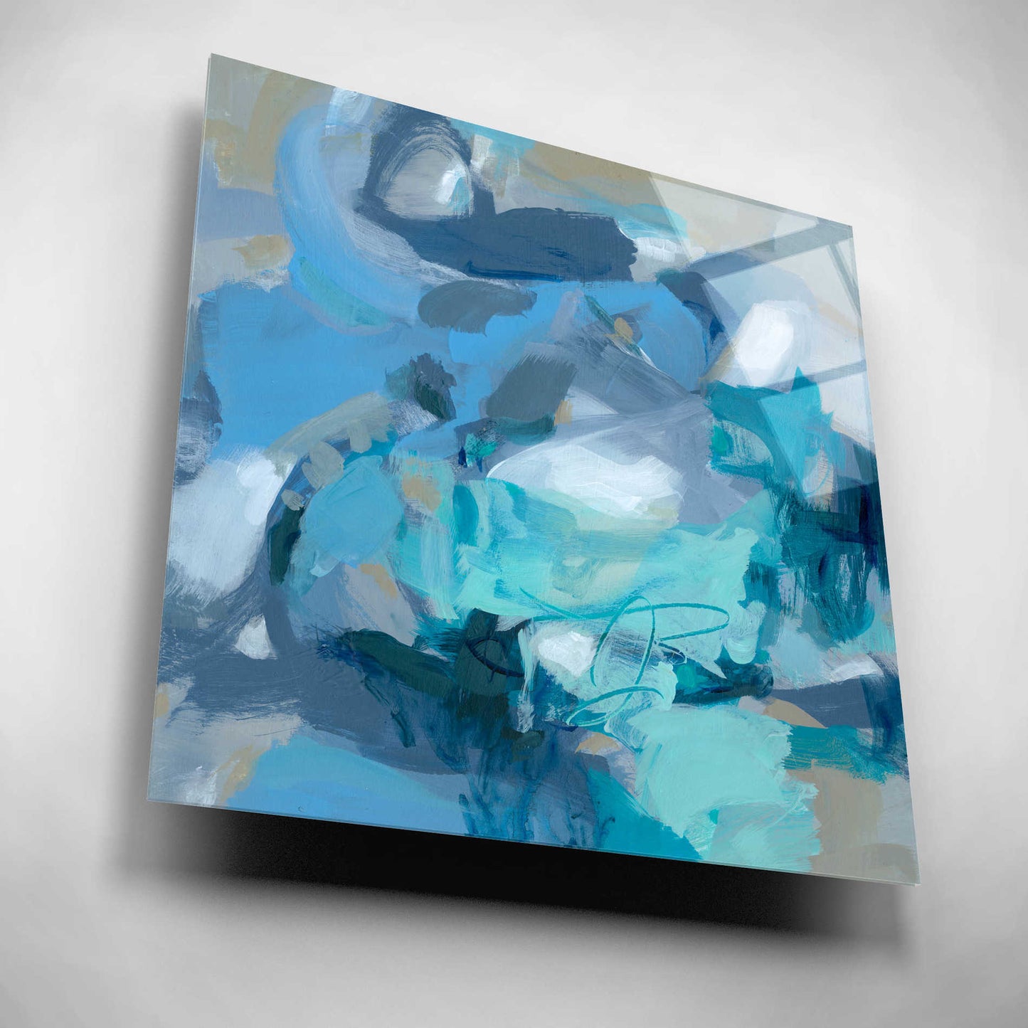 Epic Art 'Abstract Blues I' by Christina Long, Acrylic Glass Wall Art,12x12