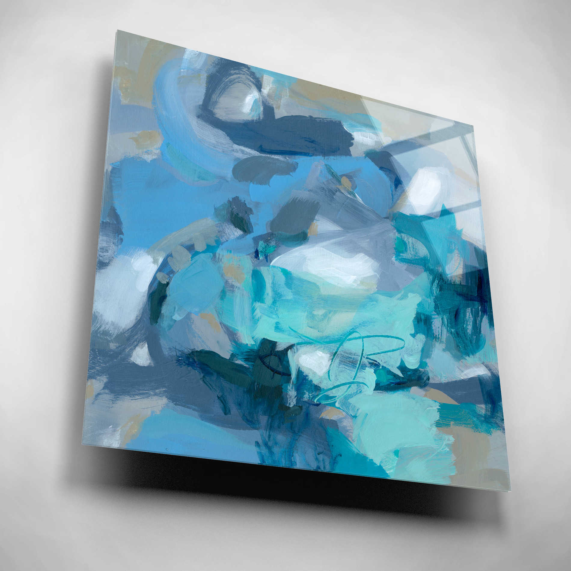 Epic Art 'Abstract Blues I' by Christina Long, Acrylic Glass Wall Art,12x12