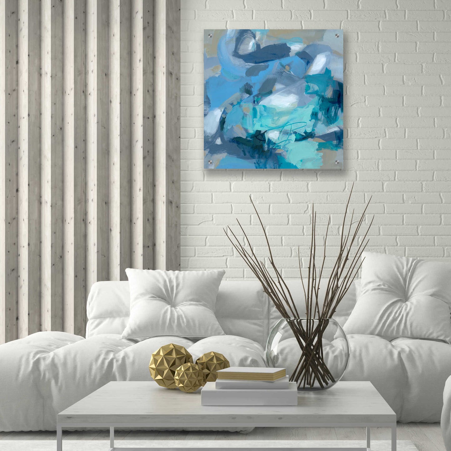 Epic Art 'Abstract Blues I' by Christina Long, Acrylic Glass Wall Art,24x24