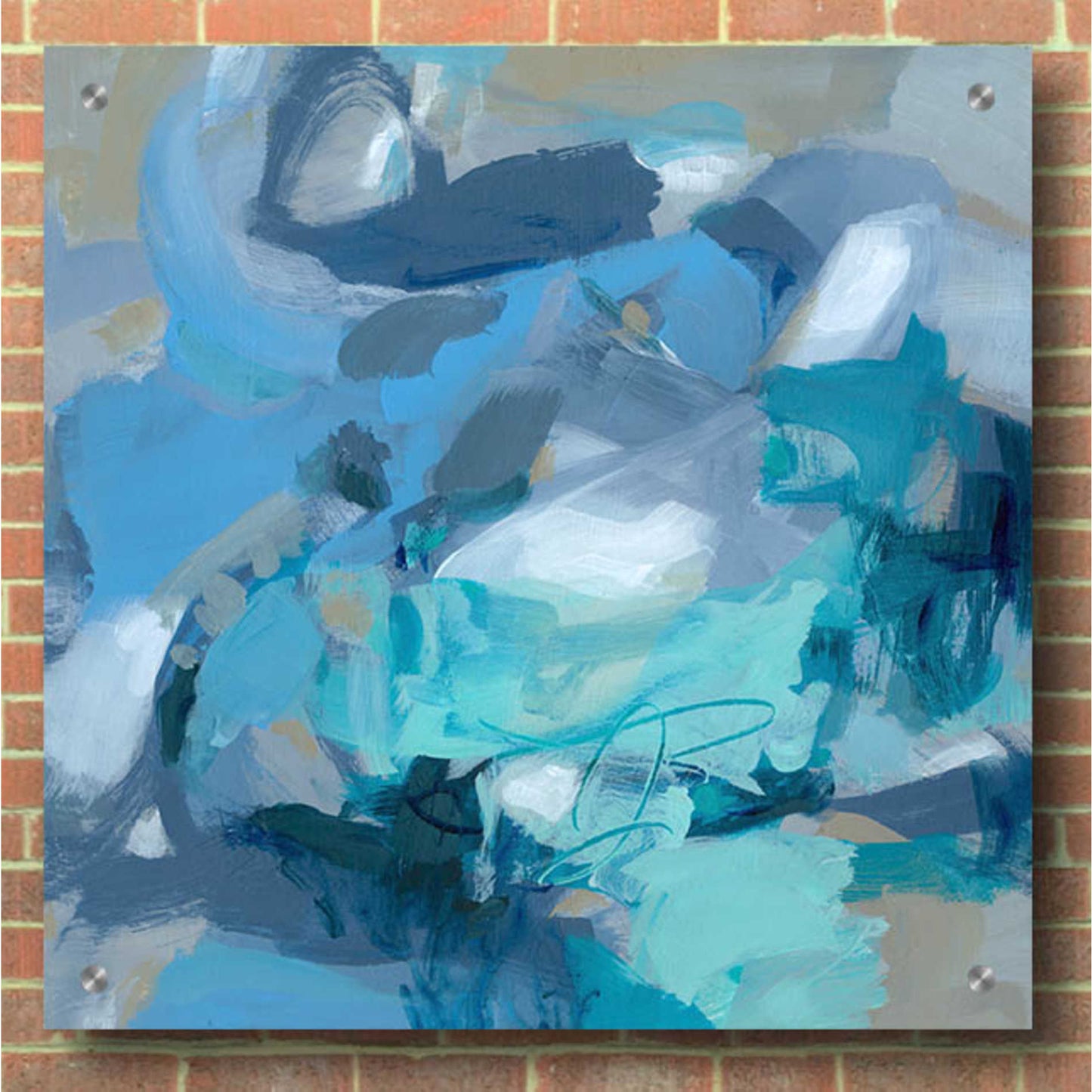 Epic Art 'Abstract Blues I' by Christina Long, Acrylic Glass Wall Art,36x36