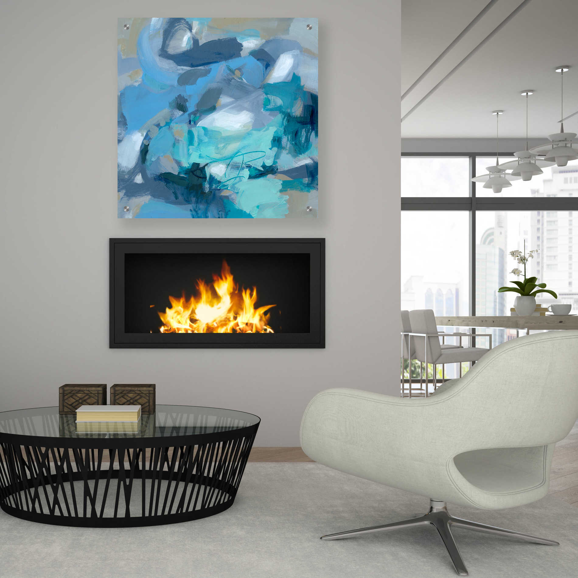 Epic Art 'Abstract Blues I' by Christina Long, Acrylic Glass Wall Art,36x36