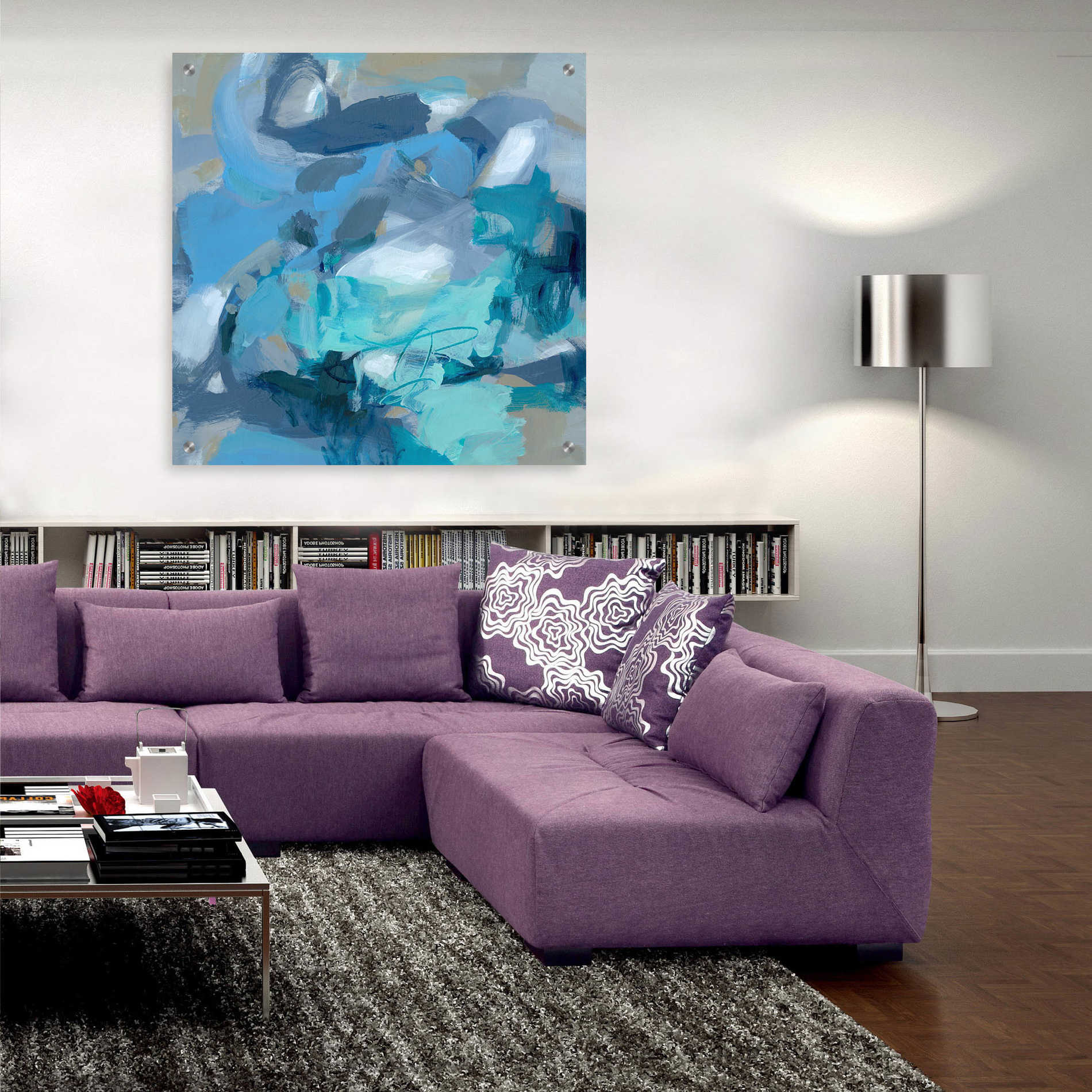 Epic Art 'Abstract Blues I' by Christina Long, Acrylic Glass Wall Art,36x36