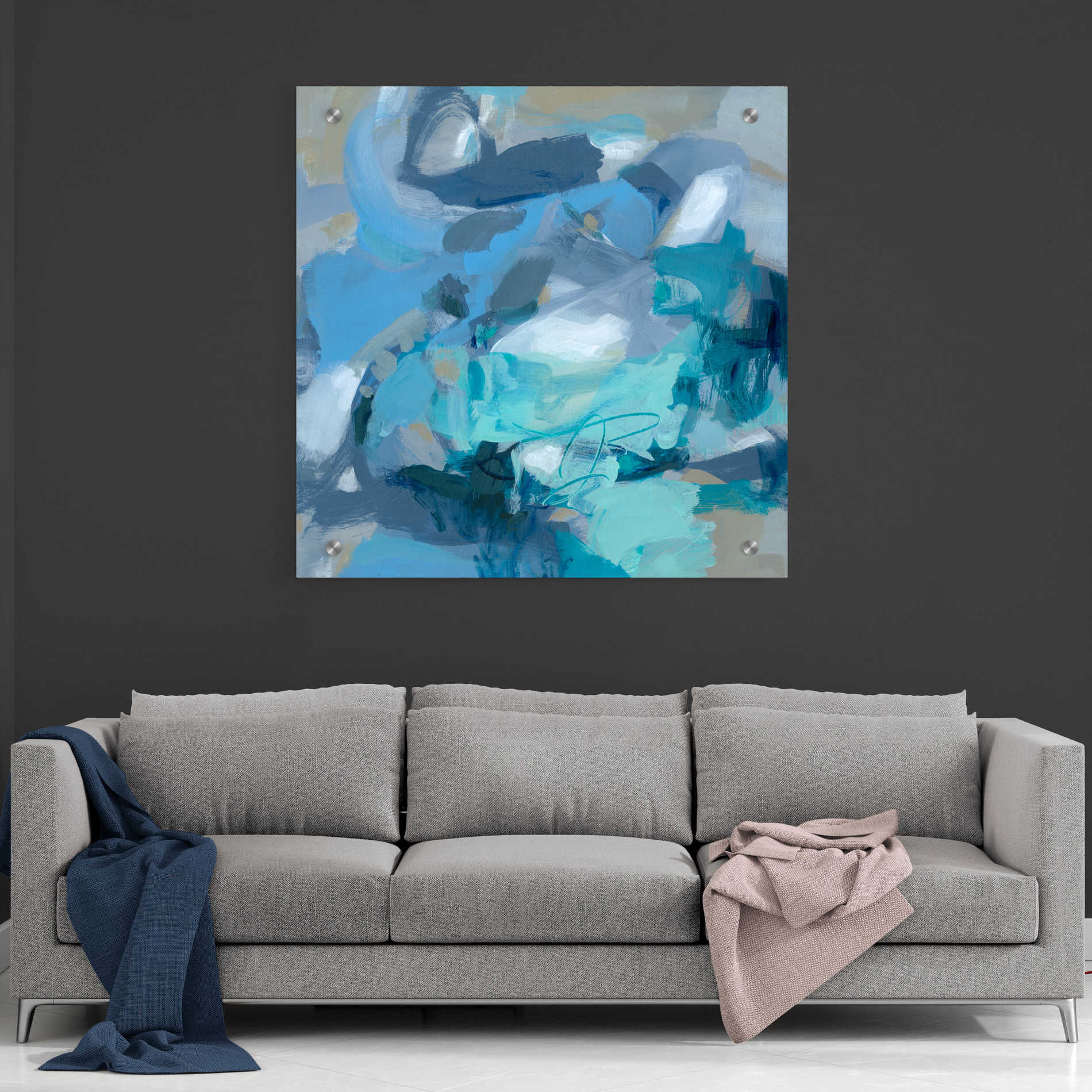 Epic Art 'Abstract Blues I' by Christina Long, Acrylic Glass Wall Art,36x36