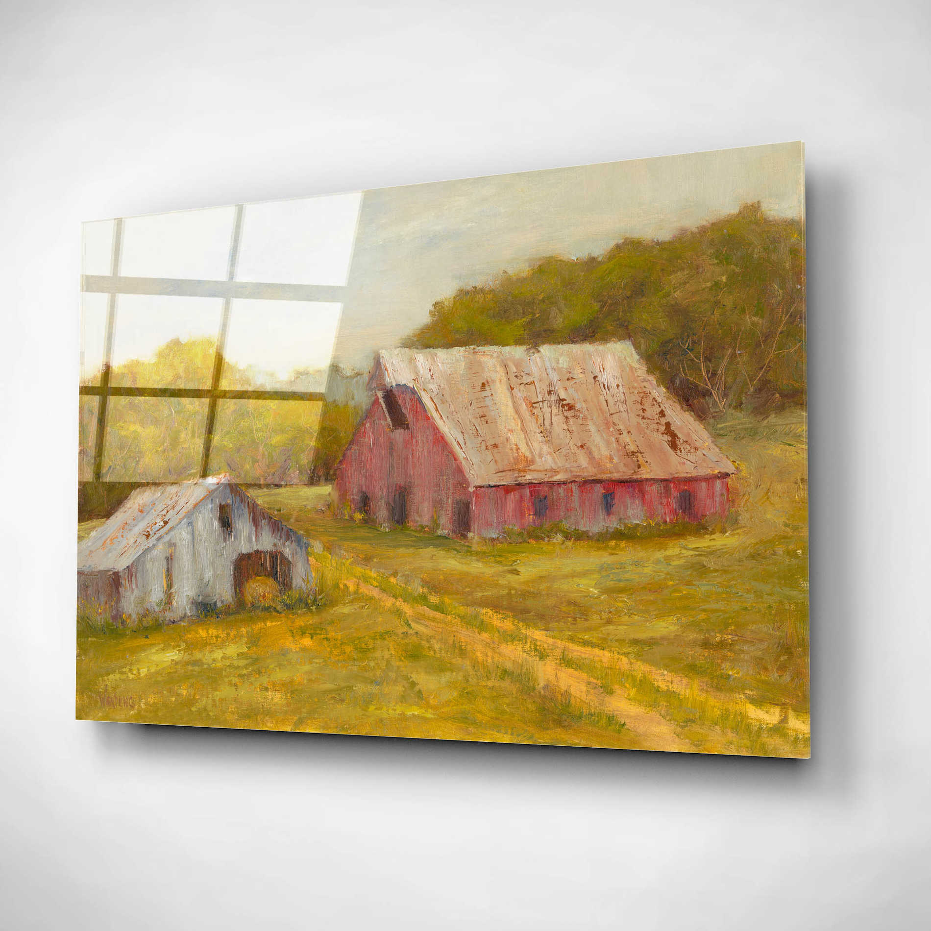 Epic Art 'Country Barns' by Marilyn Wendling, Acrylic Glass Wall Art,16x12
