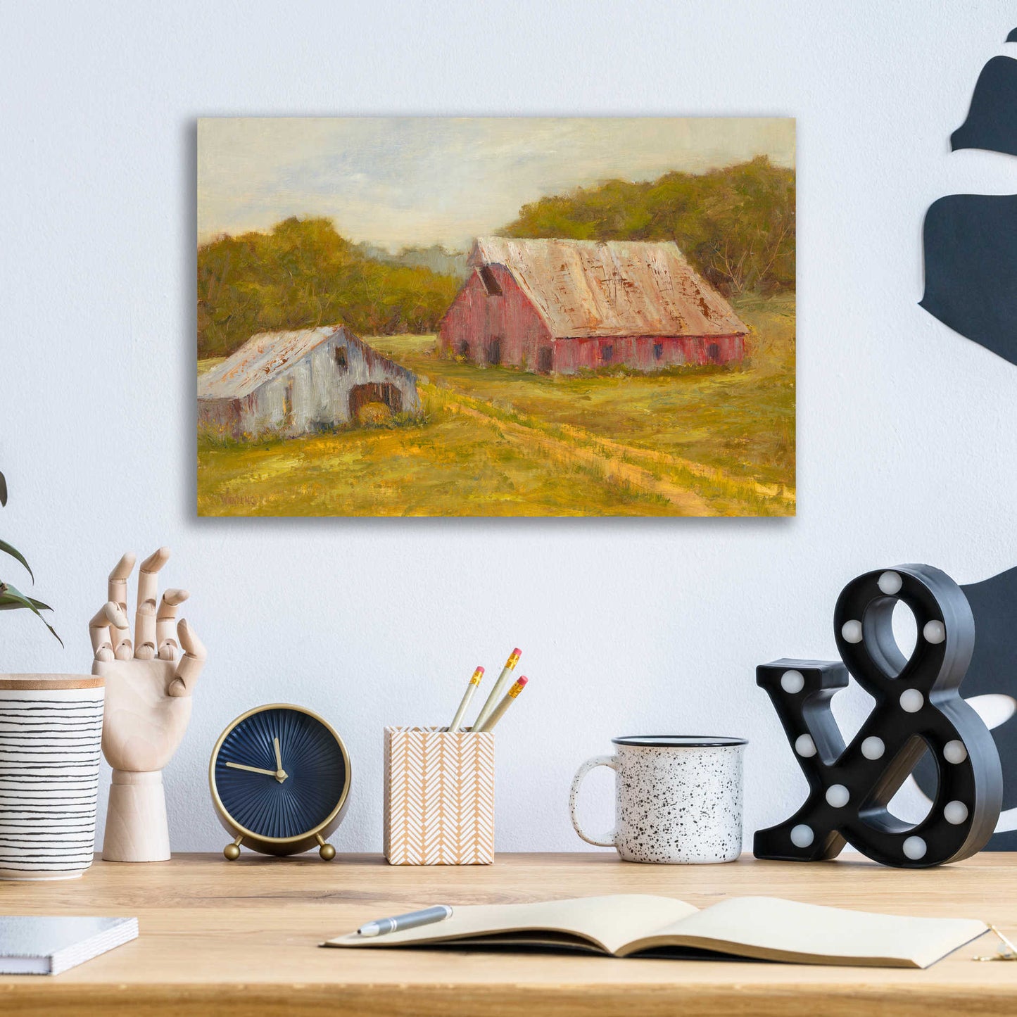 Epic Art 'Country Barns' by Marilyn Wendling, Acrylic Glass Wall Art,16x12
