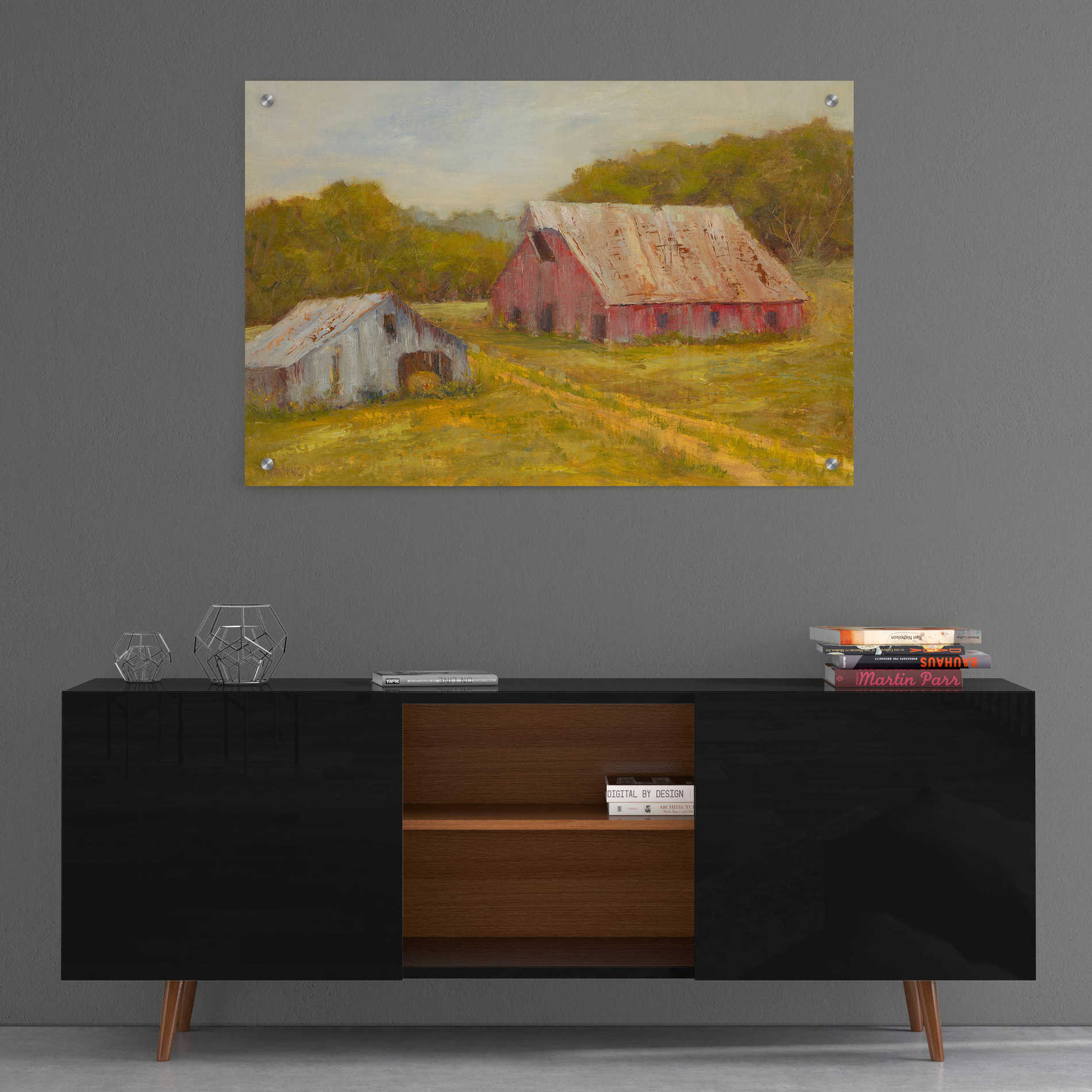 Epic Art 'Country Barns' by Marilyn Wendling, Acrylic Glass Wall Art,36x24