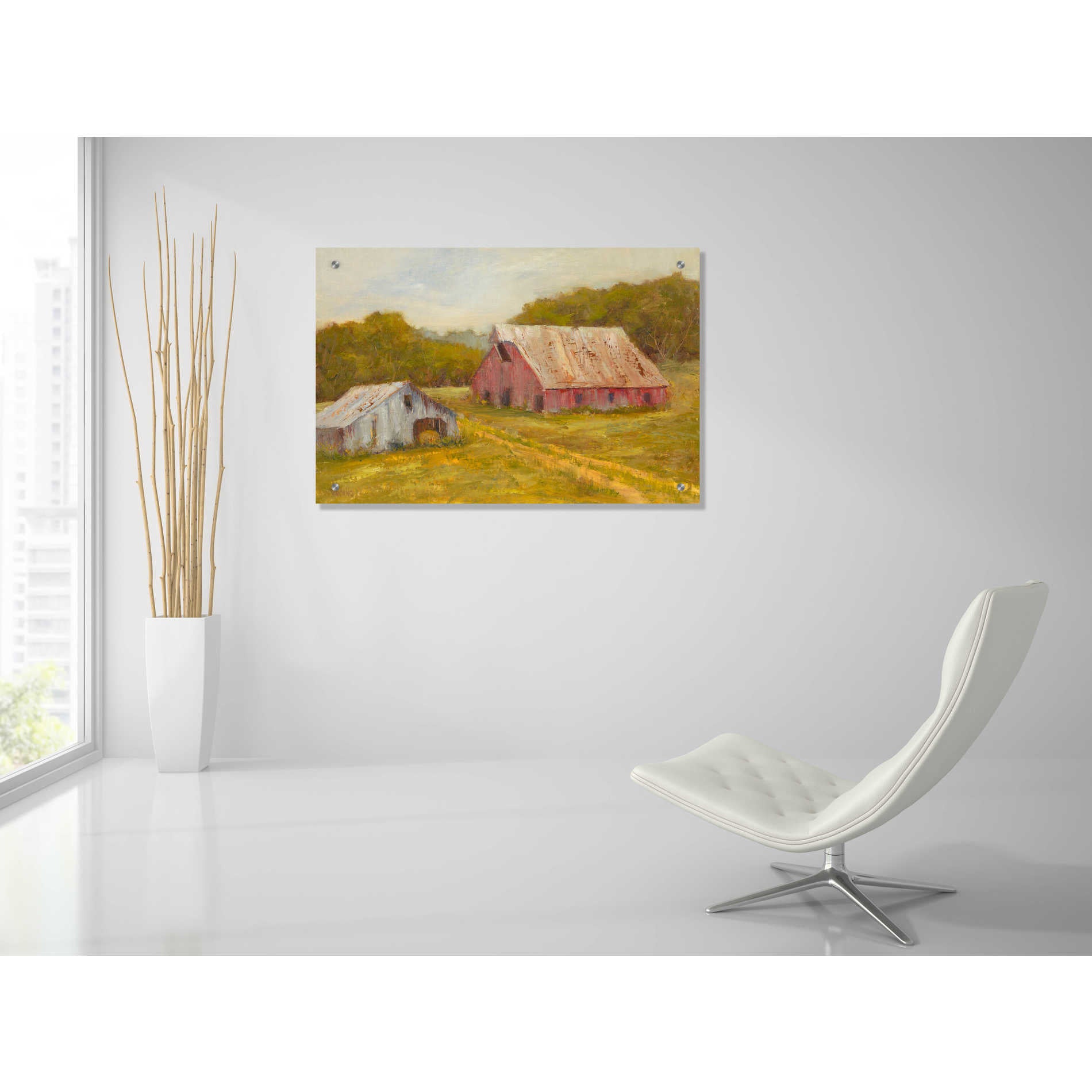 Epic Art 'Country Barns' by Marilyn Wendling, Acrylic Glass Wall Art,36x24