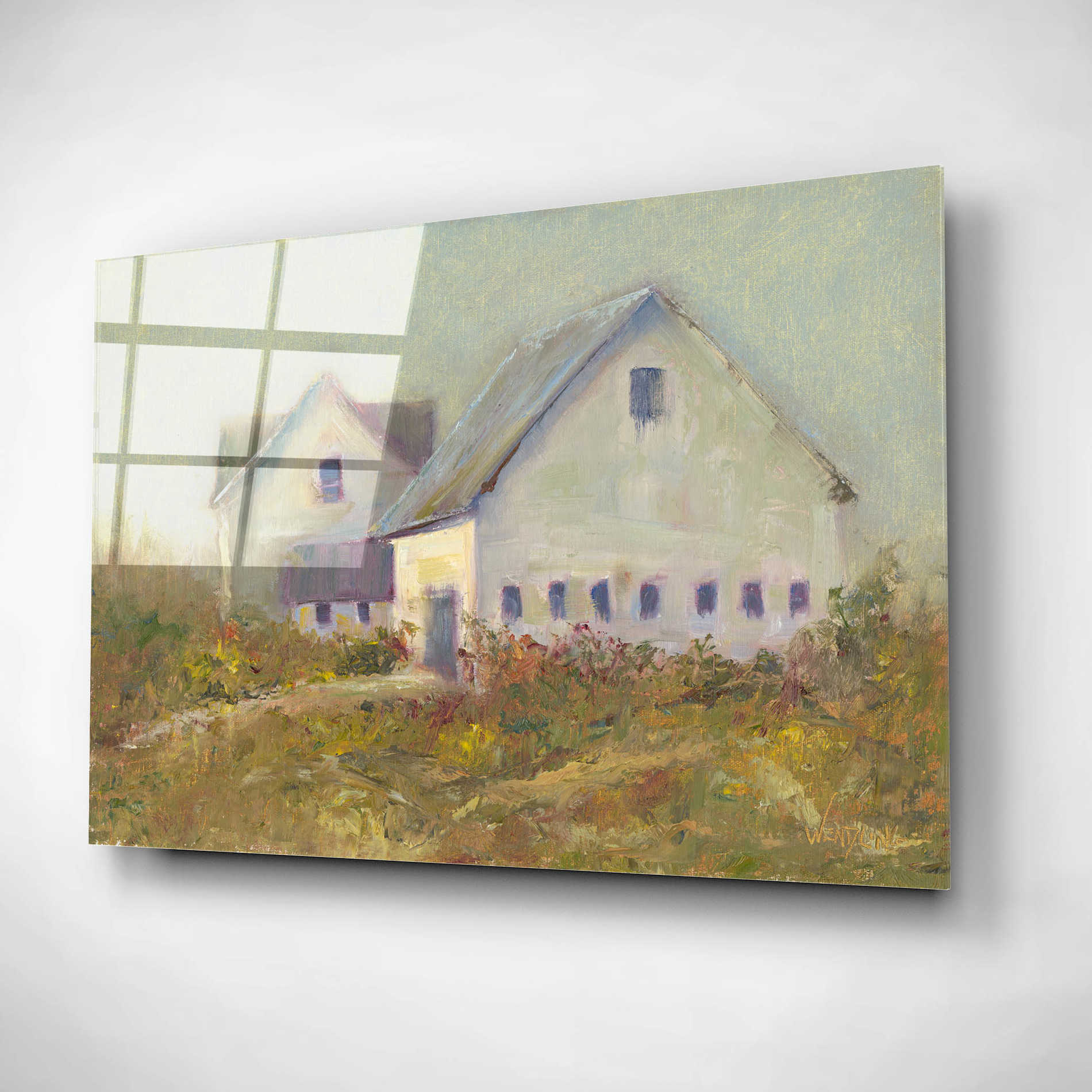 Epic Art 'White Barn I' by Marilyn Wendling, Acrylic Glass Wall Art,16x12