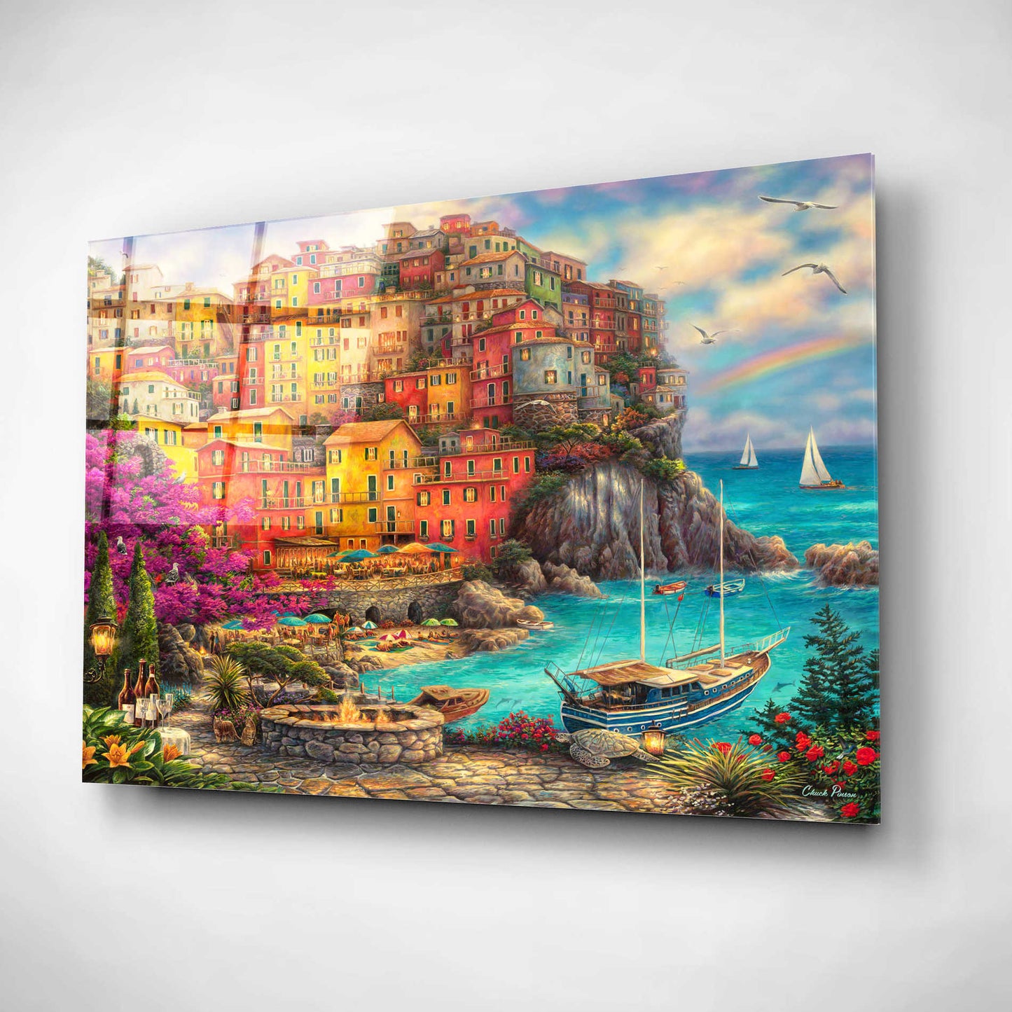 Epic Art 'A Beautiful Day at Cinque Terre' by Chuck Pinson, Acrylic Glass Wall Art,16x12