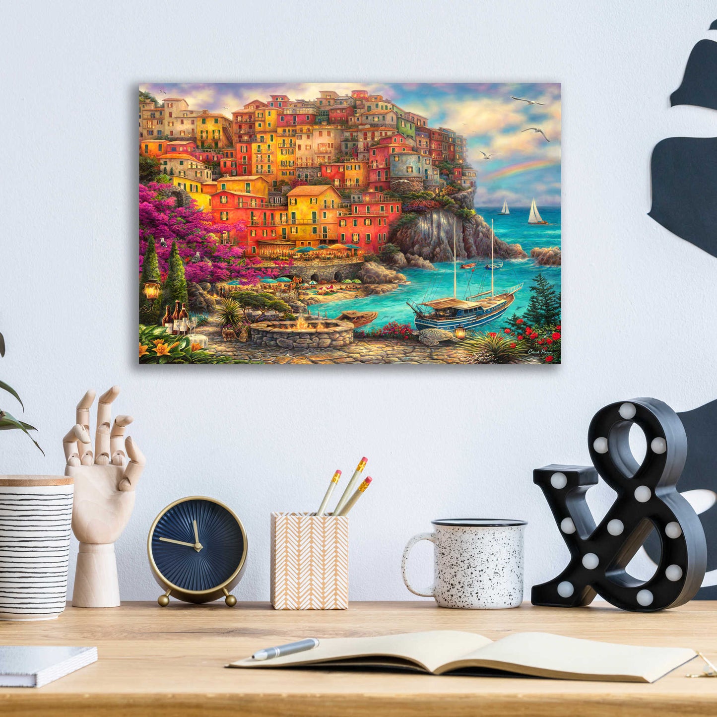 Epic Art 'A Beautiful Day at Cinque Terre' by Chuck Pinson, Acrylic Glass Wall Art,16x12