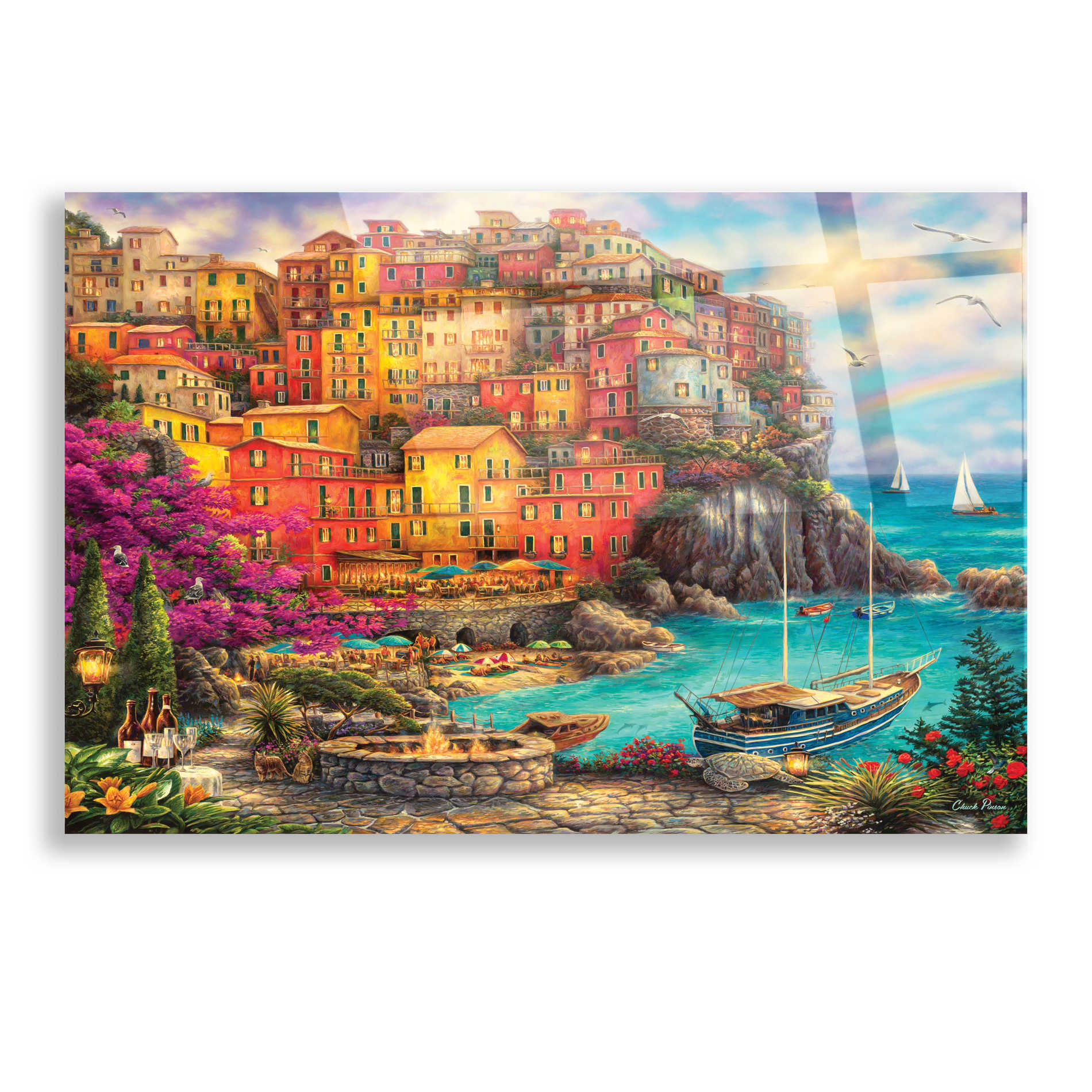 Epic Art 'A Beautiful Day at Cinque Terre' by Chuck Pinson, Acrylic Glass Wall Art,16x12