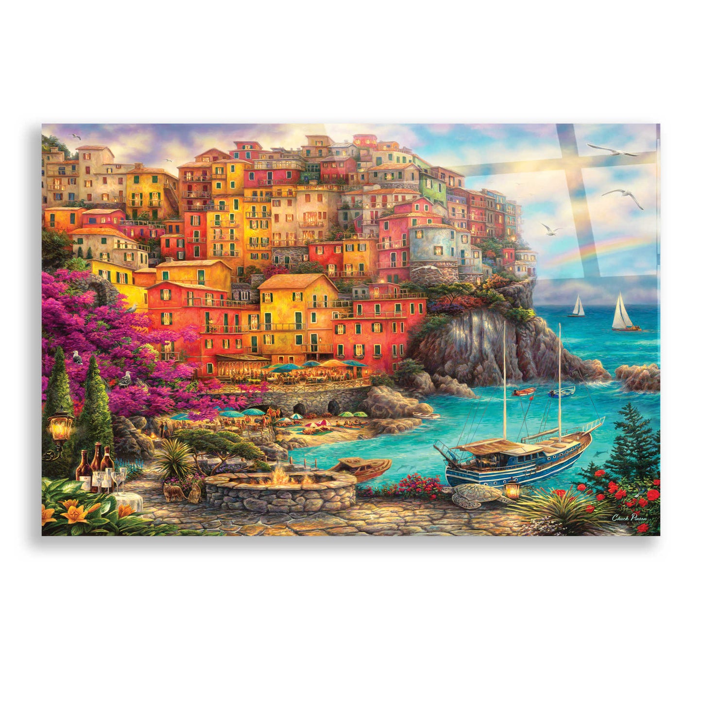 Epic Art 'A Beautiful Day at Cinque Terre' by Chuck Pinson, Acrylic Glass Wall Art,24x16